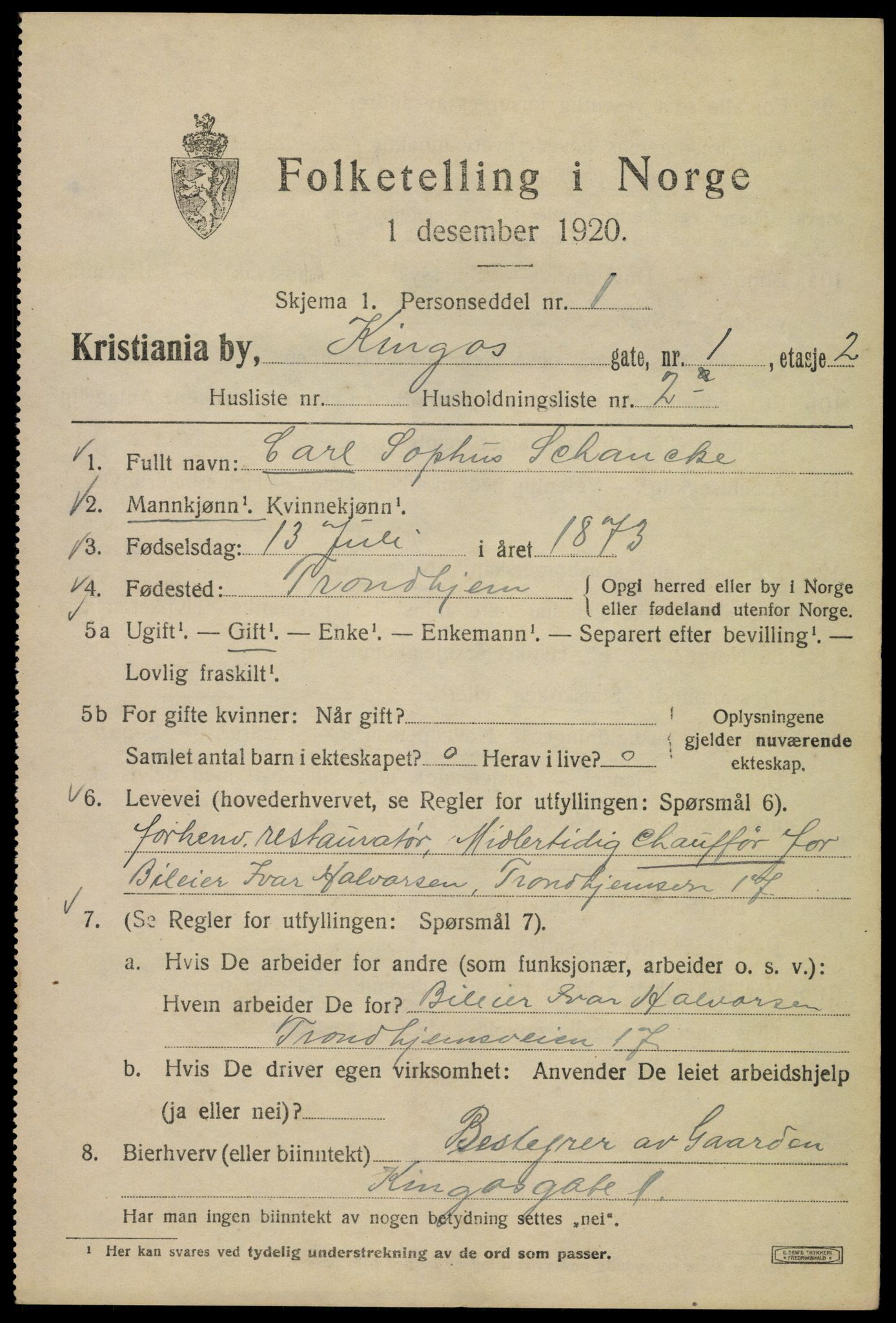 SAO, 1920 census for Kristiania, 1920, p. 332681