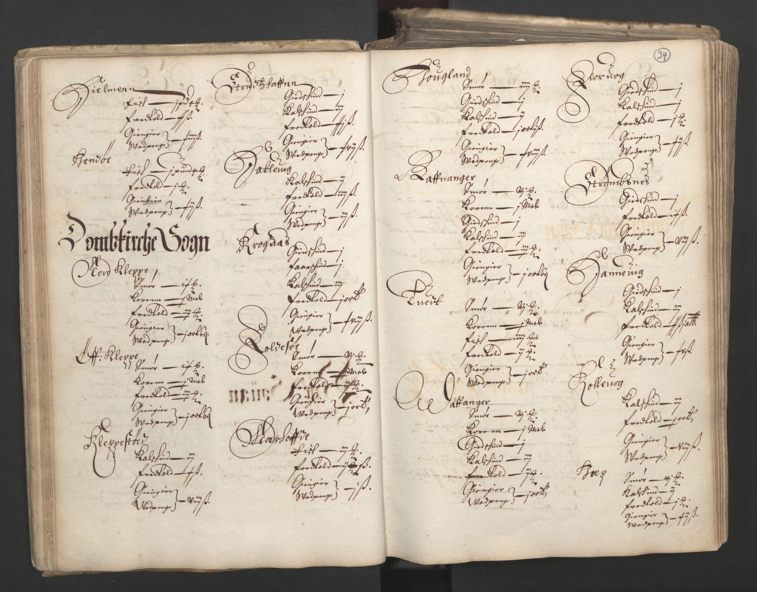 Rentekammeret inntil 1814, Realistisk ordnet avdeling, AV/RA-EA-4070/L/L0025/0001: Bergen lagdømme: / [B]: Kronens jordebok. Nordhordland, Sunnhordland, Ytre Sogn, Indre Sogn, Sunnfjord, Nordfjord, Sunnmøre, Hardanger med Halsnøy kloster, Lyse kloster, Apostelgodset, Munkeliv og St. Hans kloster, Alle helgen gods, Lagstolen gods, Ove Jenssøns gods på Voss, 1661, p. 33b-34a