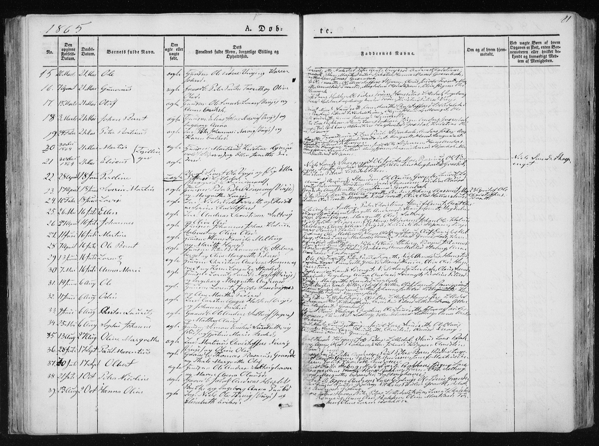 Ministerialprotokoller, klokkerbøker og fødselsregistre - Nord-Trøndelag, SAT/A-1458/733/L0323: Parish register (official) no. 733A02, 1843-1870, p. 81
