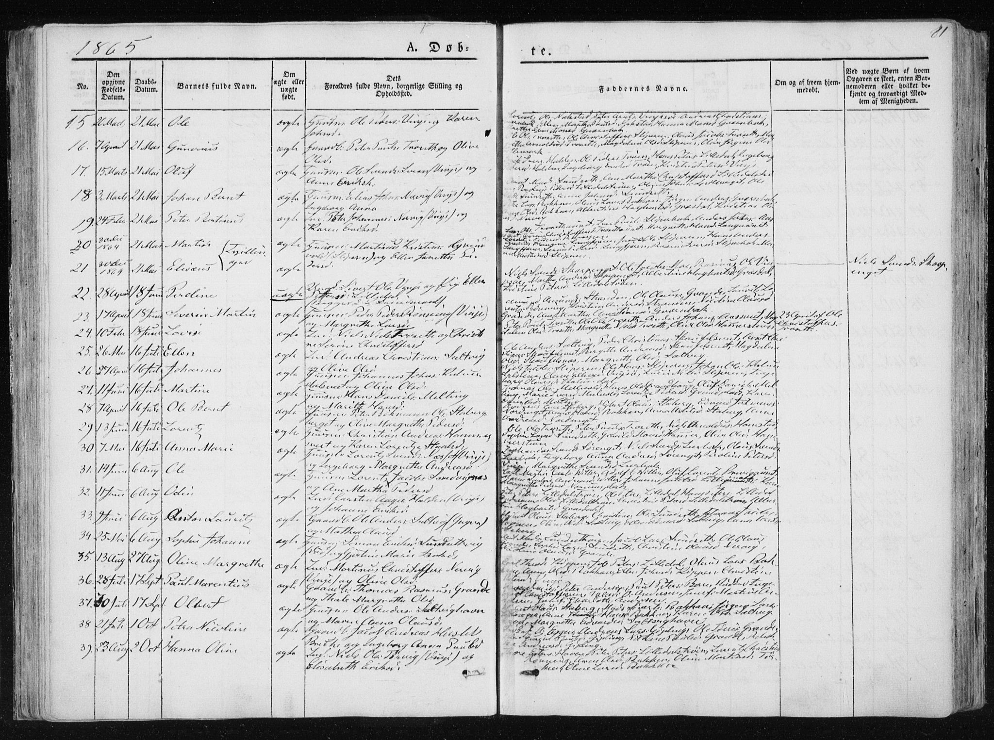 Ministerialprotokoller, klokkerbøker og fødselsregistre - Nord-Trøndelag, AV/SAT-A-1458/733/L0323: Parish register (official) no. 733A02, 1843-1870, p. 81