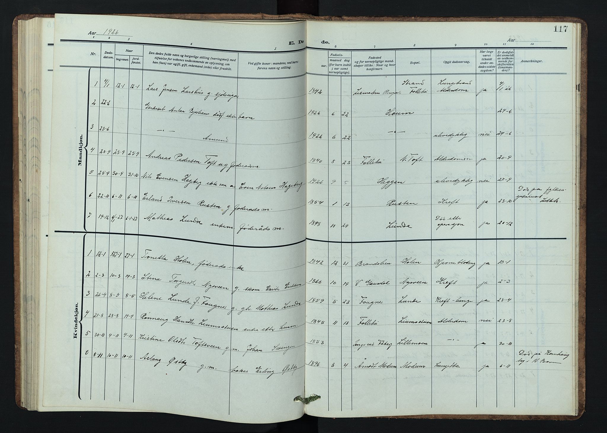 Østre Gausdal prestekontor, AV/SAH-PREST-092/H/Ha/Hab/L0005: Parish register (copy) no. 5, 1915-1944, p. 117