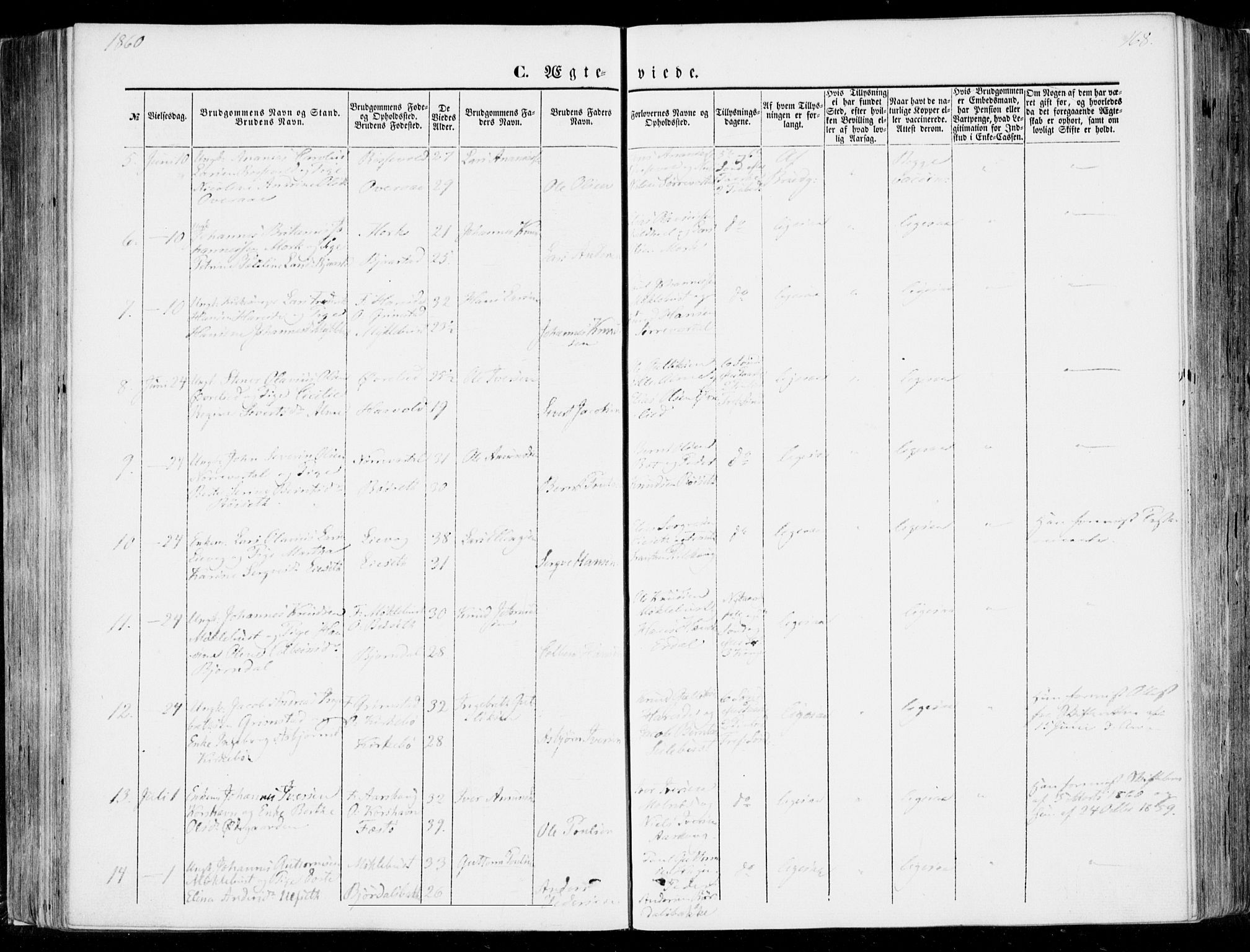 Ministerialprotokoller, klokkerbøker og fødselsregistre - Møre og Romsdal, SAT/A-1454/510/L0121: Parish register (official) no. 510A01, 1848-1877, p. 168