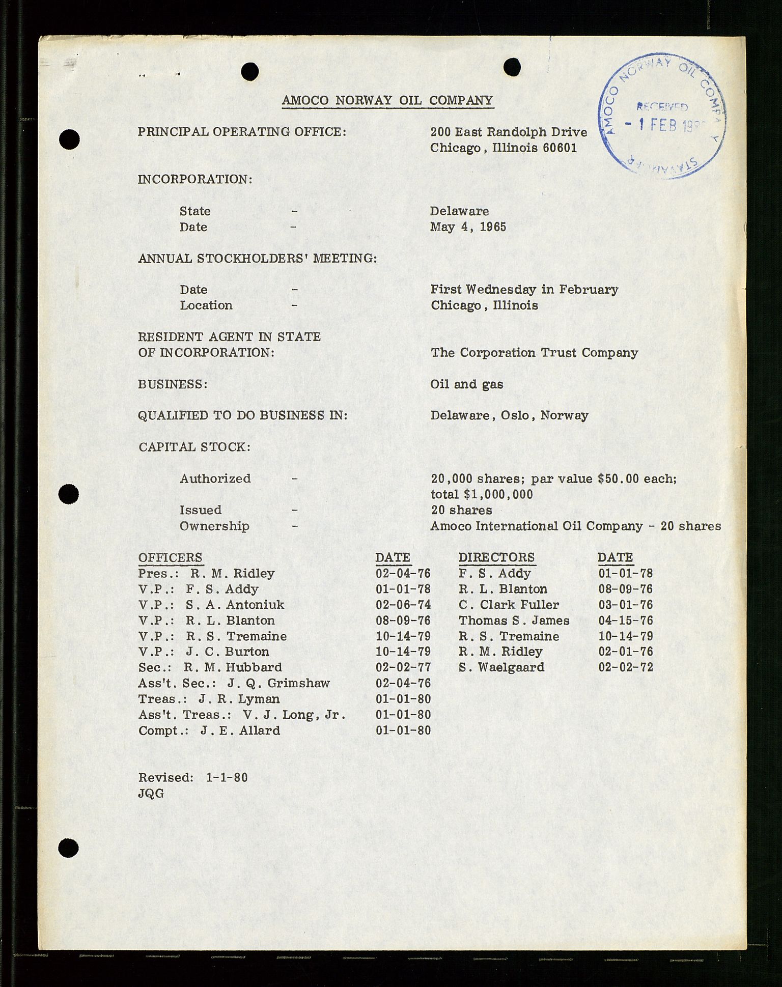 Pa 1740 - Amoco Norway Oil Company, AV/SAST-A-102405/22/A/Aa/L0001: Styreprotokoller og sakspapirer, 1965-1999, p. 89