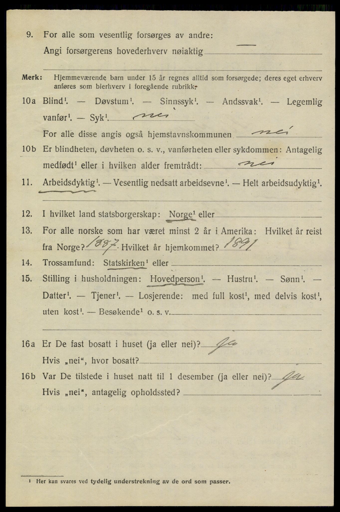 SAKO, 1920 census for Stathelle, 1920, p. 1064