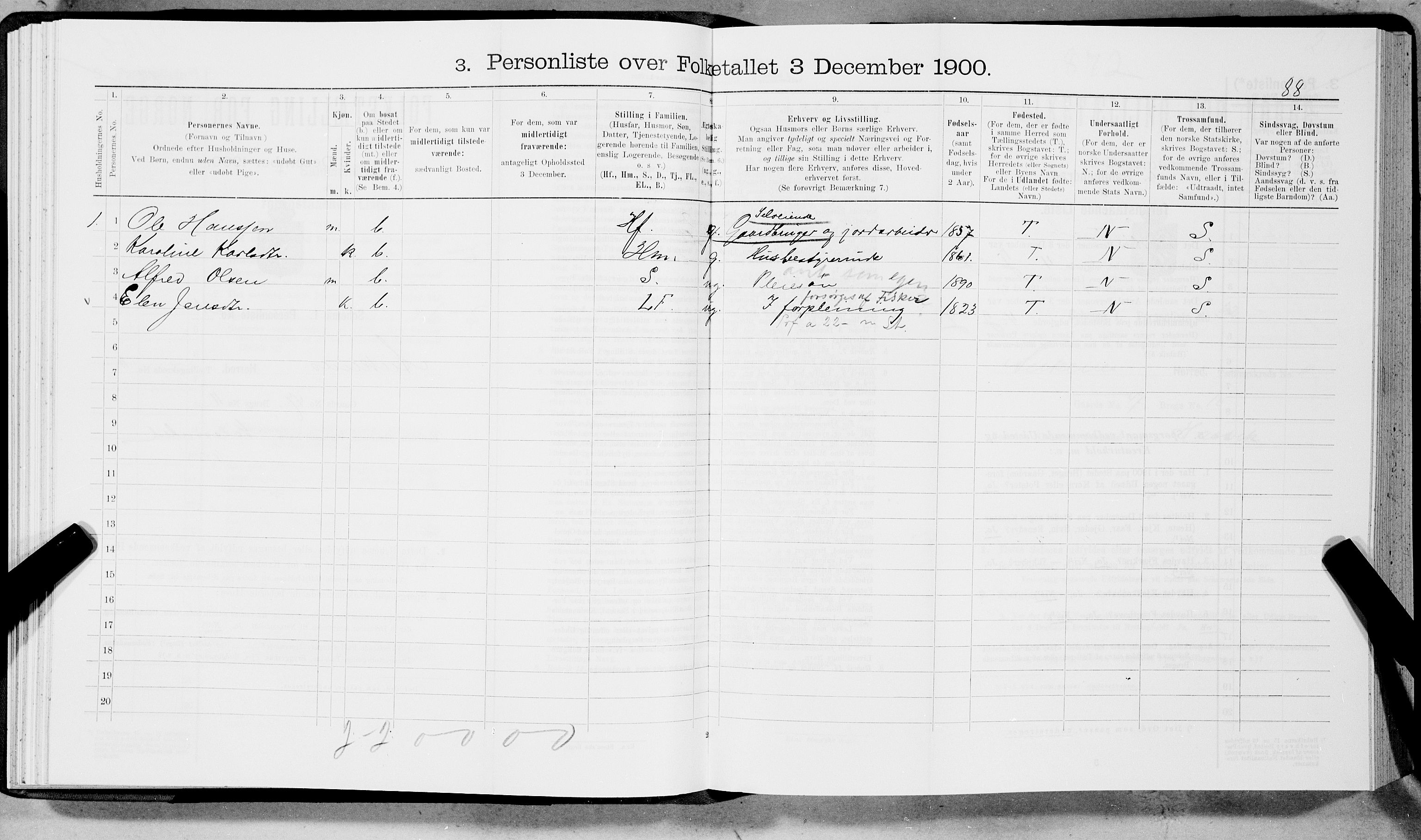 SAT, 1900 census for Ankenes, 1900, p. 1257