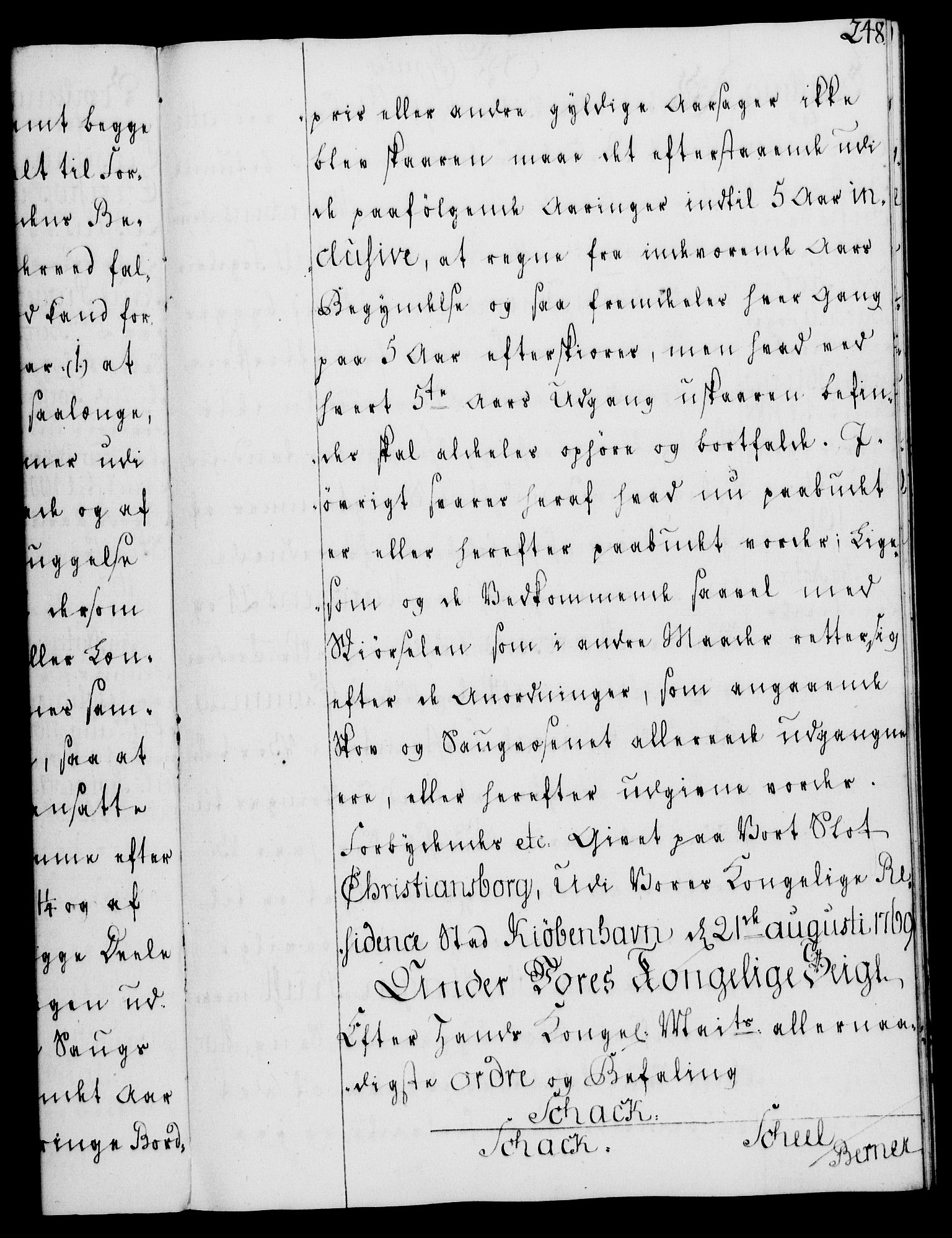 Rentekammeret, Kammerkanselliet, RA/EA-3111/G/Gg/Gga/L0008: Norsk ekspedisjonsprotokoll med register (merket RK 53.8), 1768-1771, p. 248