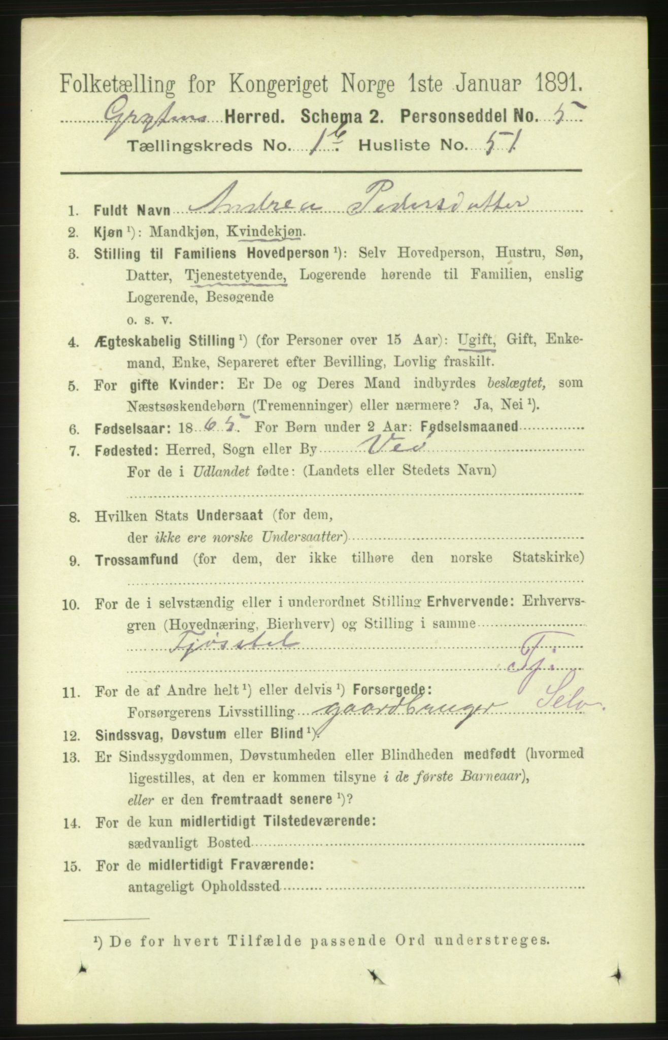 RA, 1891 census for 1539 Grytten, 1891, p. 341