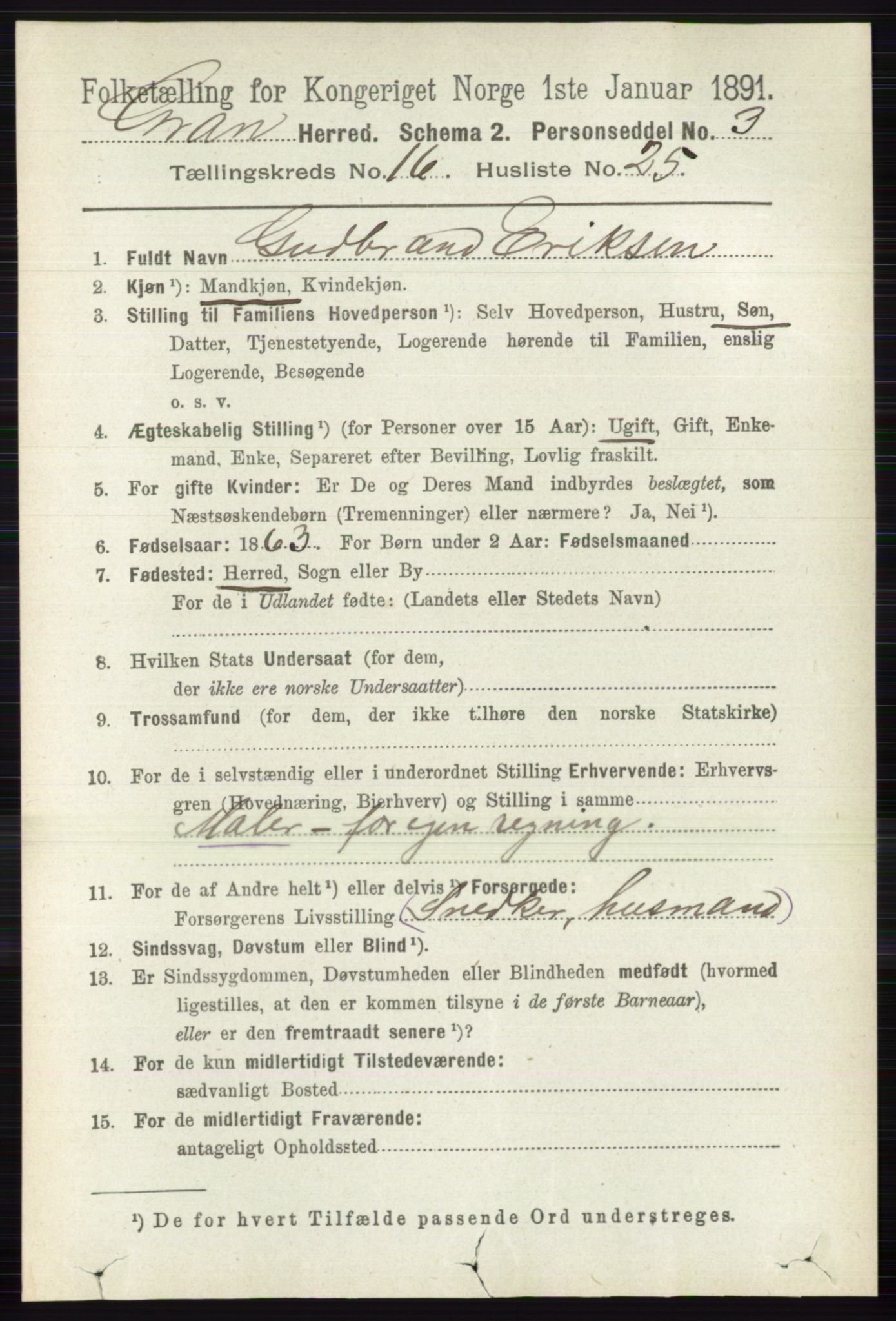 RA, 1891 census for 0534 Gran, 1891, p. 8256