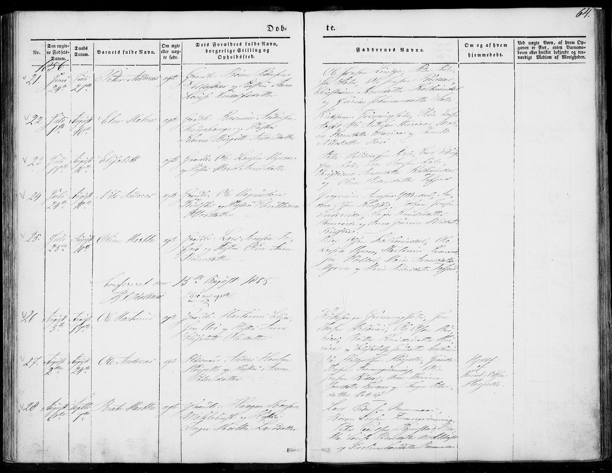 Ministerialprotokoller, klokkerbøker og fødselsregistre - Møre og Romsdal, AV/SAT-A-1454/519/L0249: Parish register (official) no. 519A08, 1846-1868, p. 64