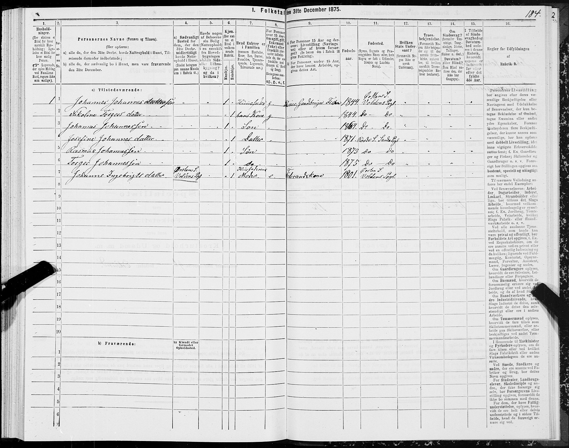 SAT, 1875 census for 1514P Sande, 1875, p. 4184