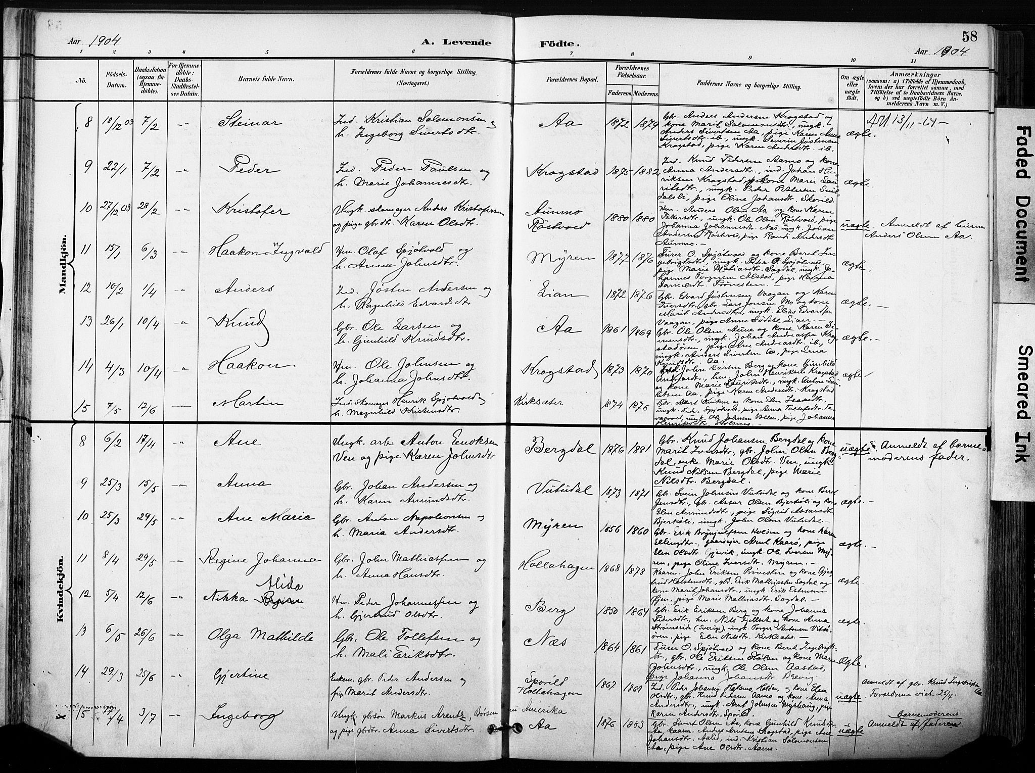 Ministerialprotokoller, klokkerbøker og fødselsregistre - Sør-Trøndelag, SAT/A-1456/630/L0497: Parish register (official) no. 630A10, 1896-1910, p. 58