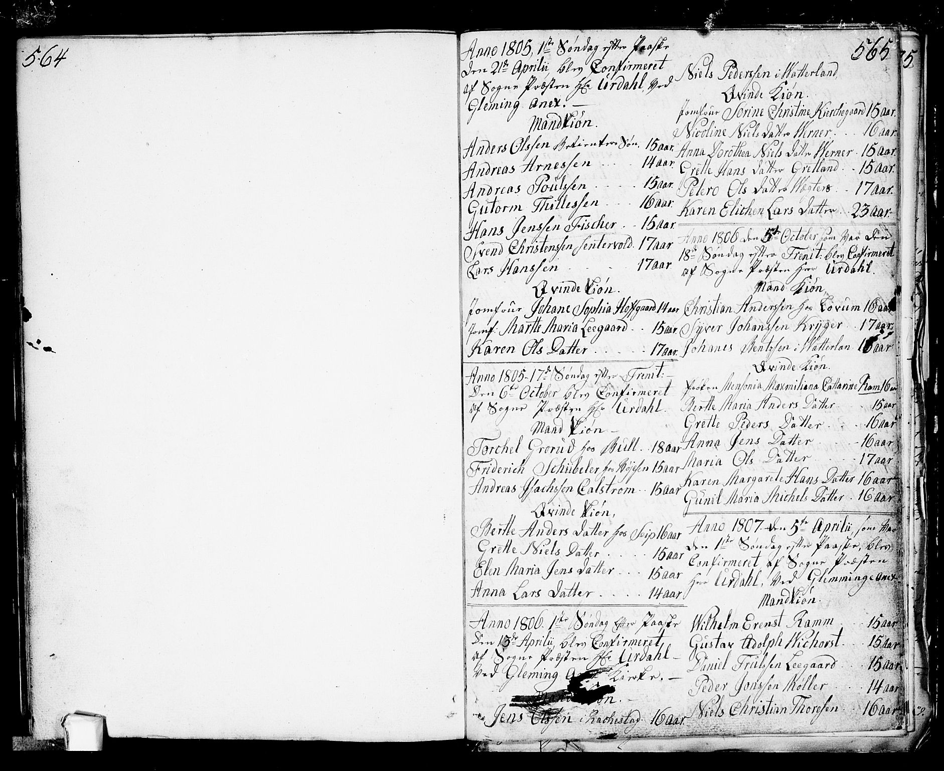 Fredrikstad prestekontor Kirkebøker, AV/SAO-A-11082/F/Fa/L0003: Parish register (official) no. 3, 1805-1816, p. 564-565