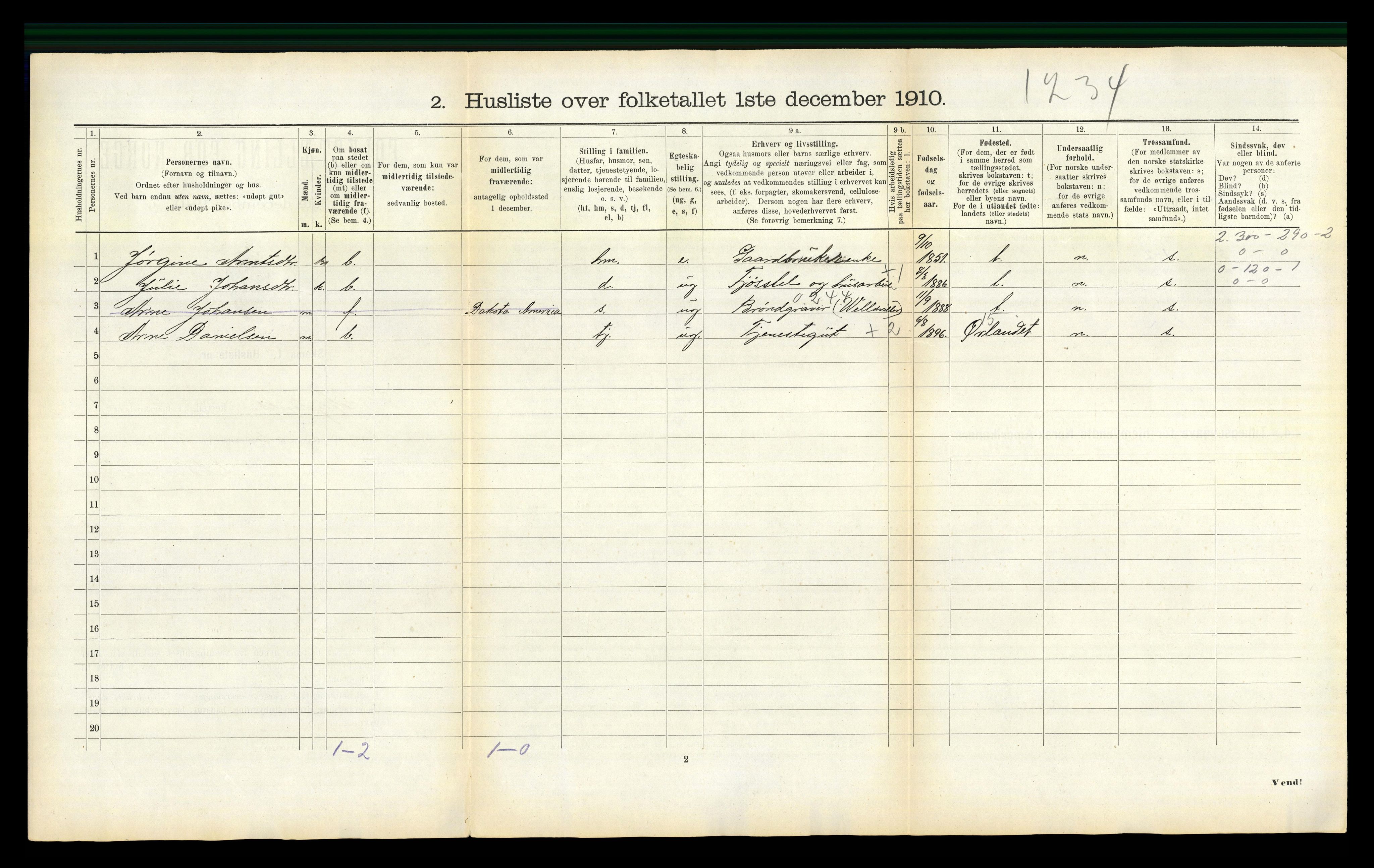 RA, 1910 census for Agdenes, 1910, p. 444