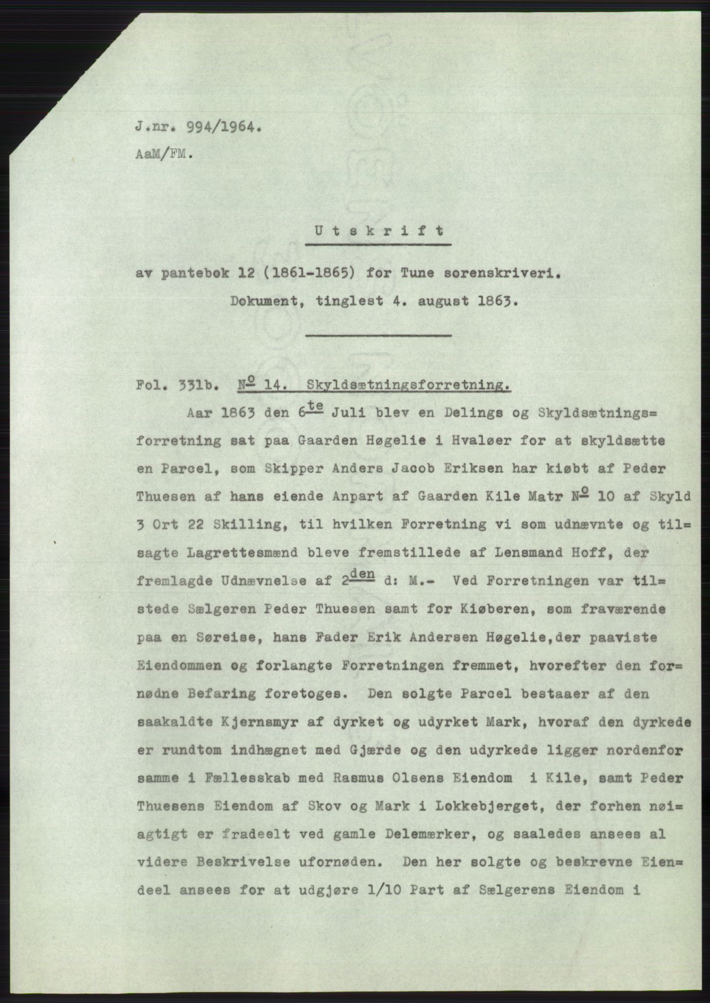 Statsarkivet i Oslo, AV/SAO-A-10621/Z/Zd/L0020: Avskrifter, j.nr 905-1844/1964, 1964, p. 38
