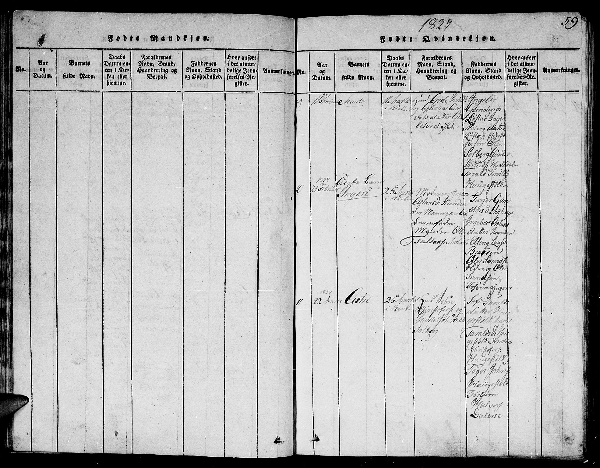 Gjerstad sokneprestkontor, SAK/1111-0014/F/Fb/Fbb/L0001: Parish register (copy) no. B 1, 1813-1863, p. 59