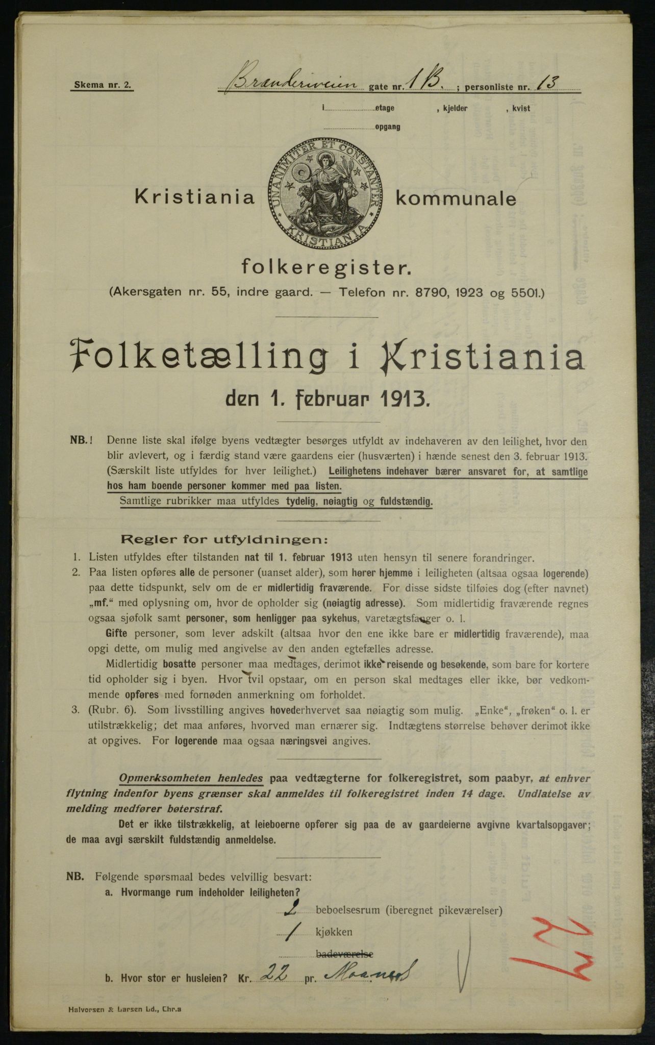 OBA, Municipal Census 1913 for Kristiania, 1913, p. 8572