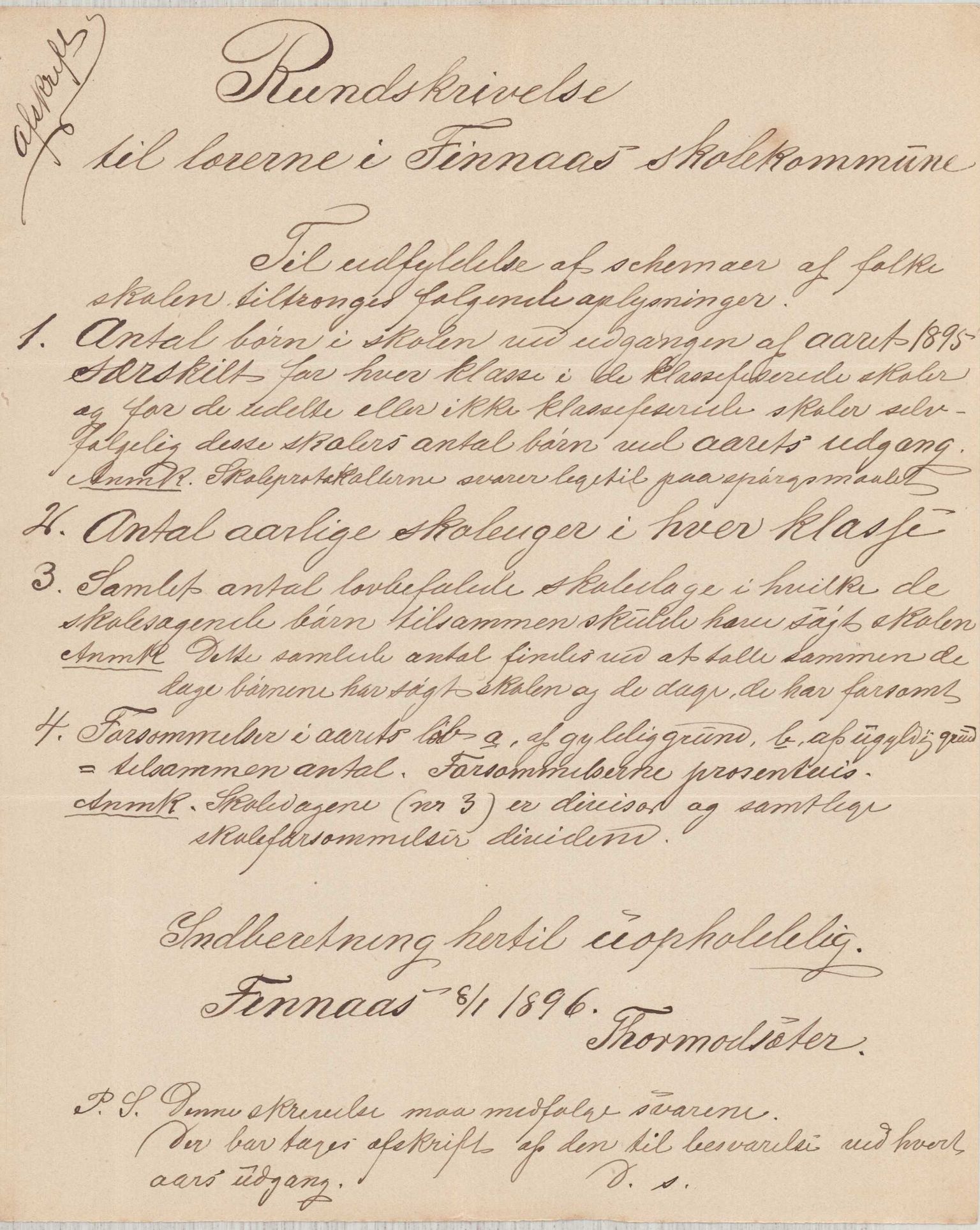 Finnaas kommune. Skulestyret, IKAH/1218a-211/D/Da/L0001/0004: Kronologisk ordna korrespondanse / Kronologisk ordna korrespondanse , 1894-1896, p. 144