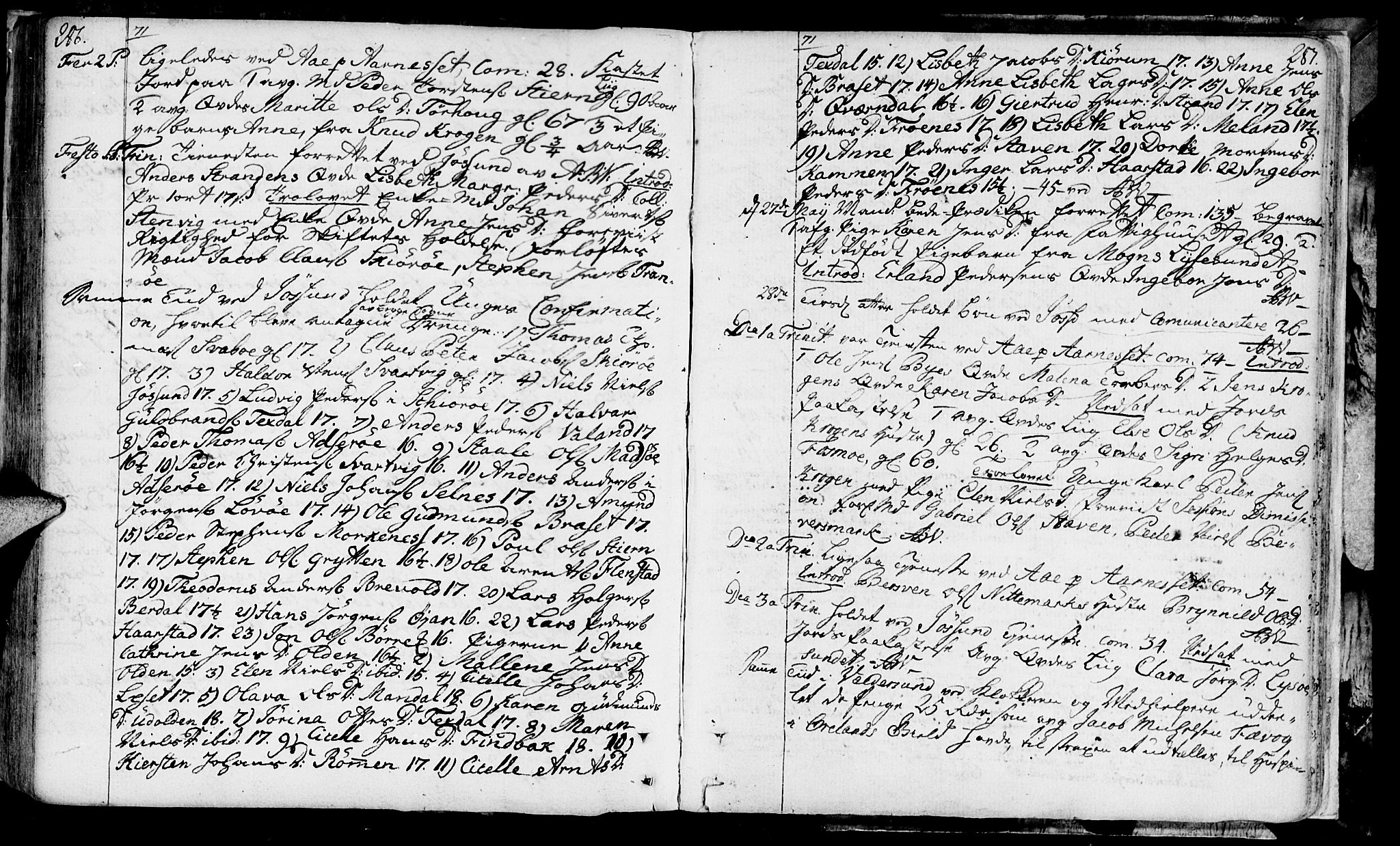 Ministerialprotokoller, klokkerbøker og fødselsregistre - Sør-Trøndelag, SAT/A-1456/655/L0672: Parish register (official) no. 655A01, 1750-1779, p. 286-287