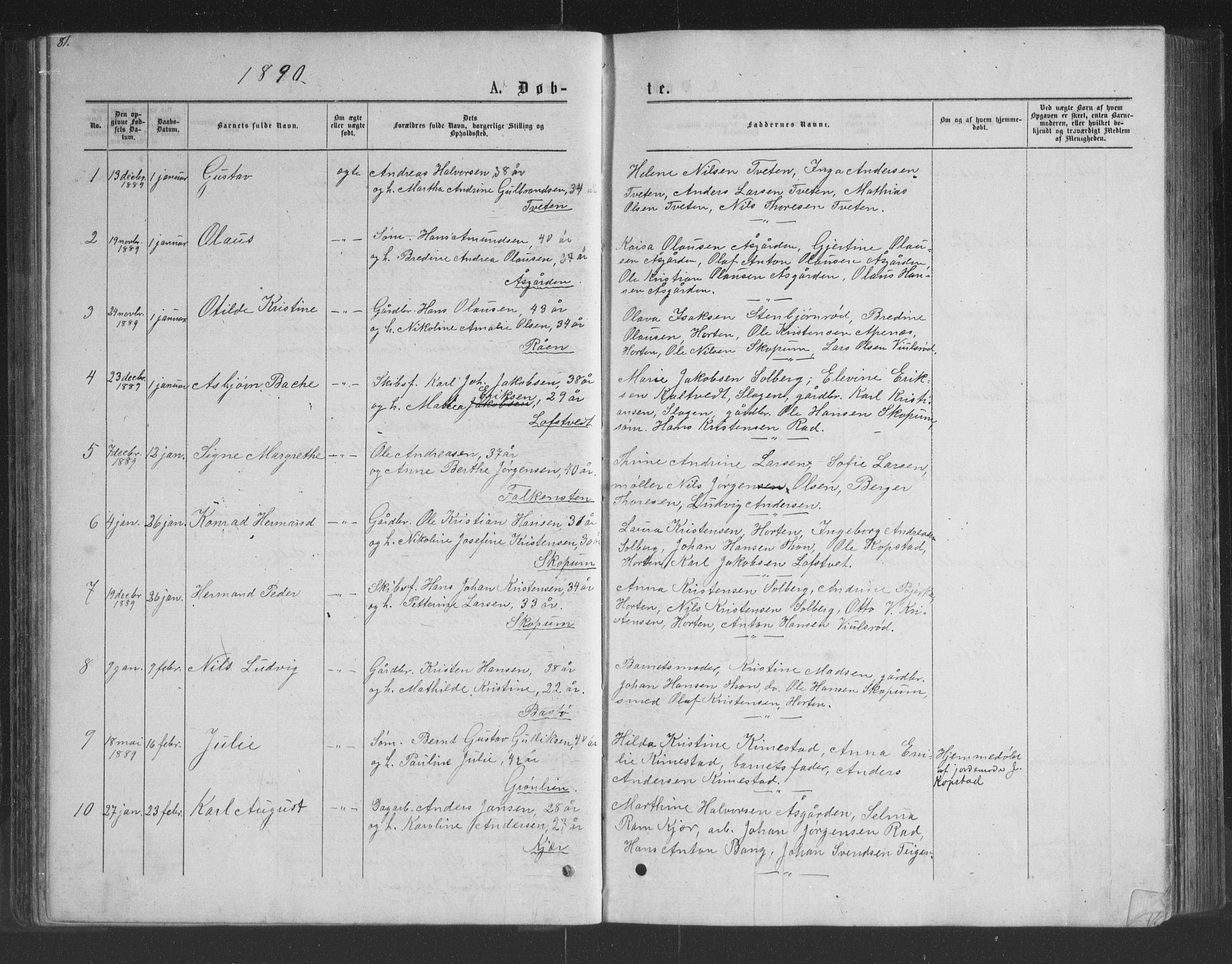 Borre kirkebøker, AV/SAKO-A-338/G/Ga/L0003: Parish register (copy) no. I 3, 1871-1892, p. 81