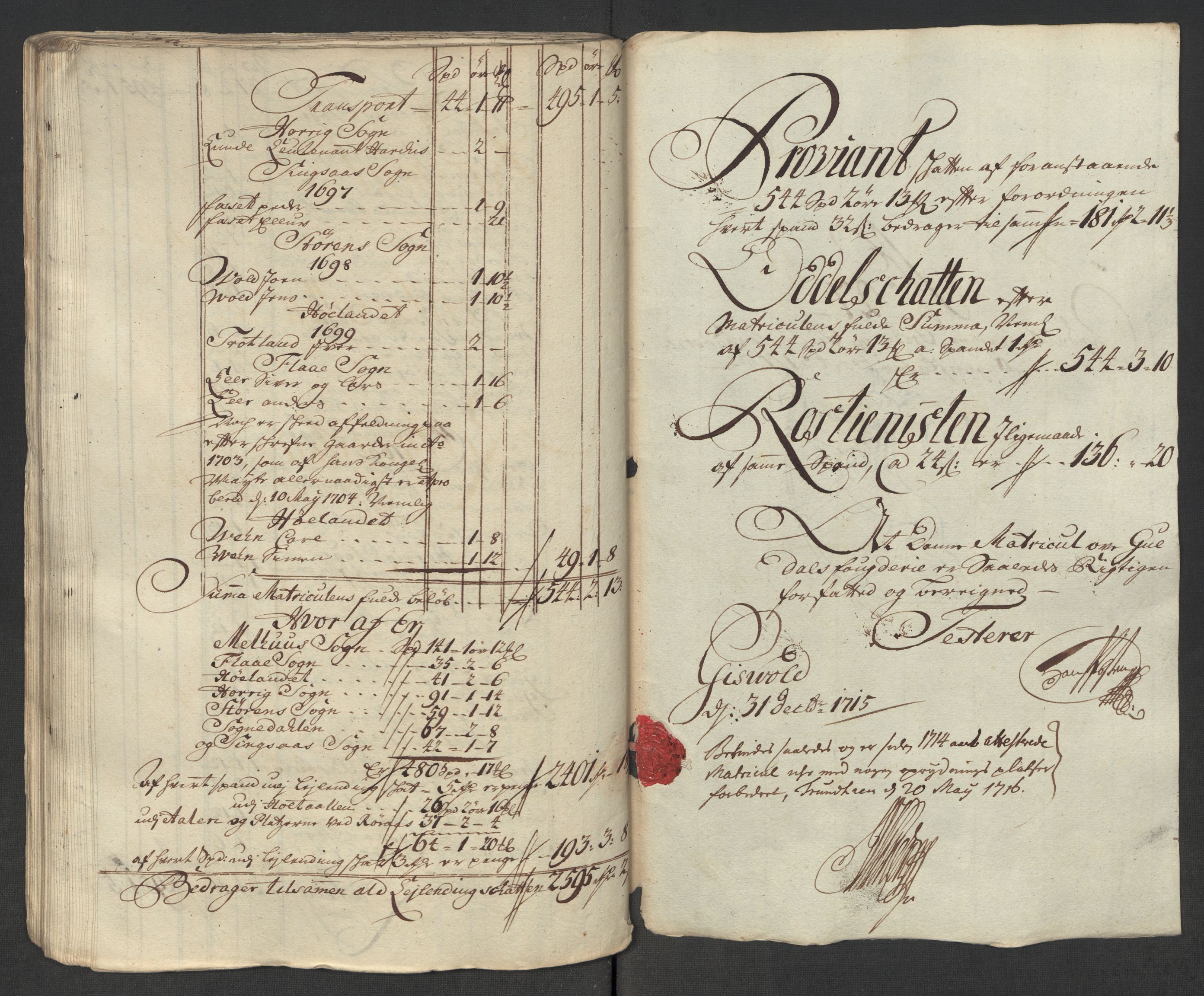 Rentekammeret inntil 1814, Reviderte regnskaper, Fogderegnskap, AV/RA-EA-4092/R60/L3966: Fogderegnskap Orkdal og Gauldal, 1715, p. 282