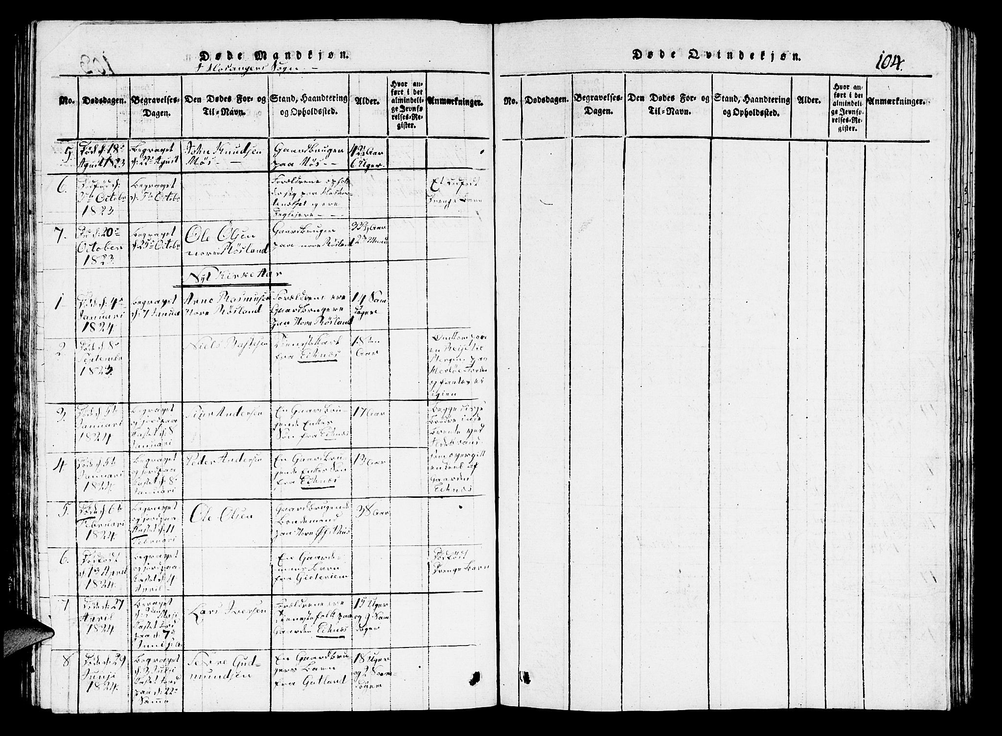 Hosanger sokneprestembete, AV/SAB-A-75801/H/Hab: Parish register (copy) no. A 1 /1, 1816-1856, p. 104