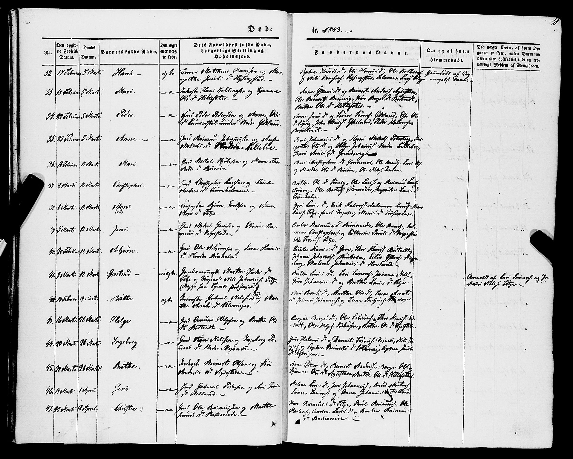 Stord sokneprestembete, SAB/A-78201/H/Haa: Parish register (official) no. A 7, 1841-1861, p. 18