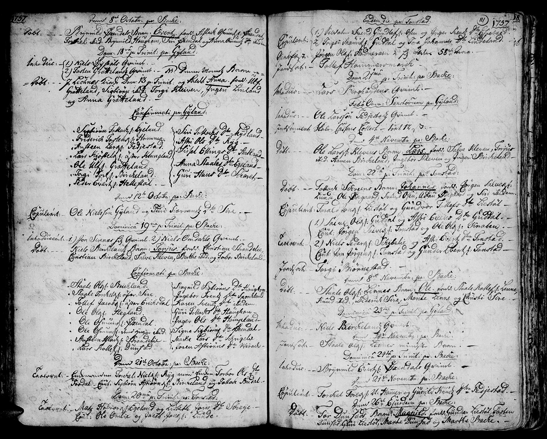 Bakke sokneprestkontor, SAK/1111-0002/F/Fa/Faa/L0001: Parish register (official) no. A 1, 1741-1780, p. 111