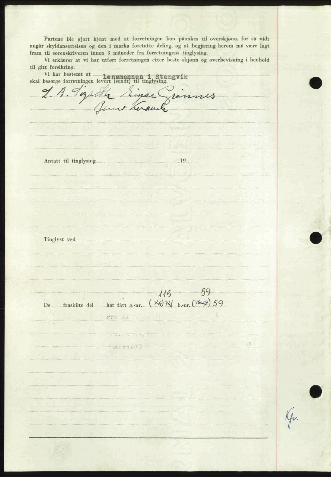 Nordmøre sorenskriveri, AV/SAT-A-4132/1/2/2Ca: Mortgage book no. A113, 1949-1950, Diary no: : 3363/1949