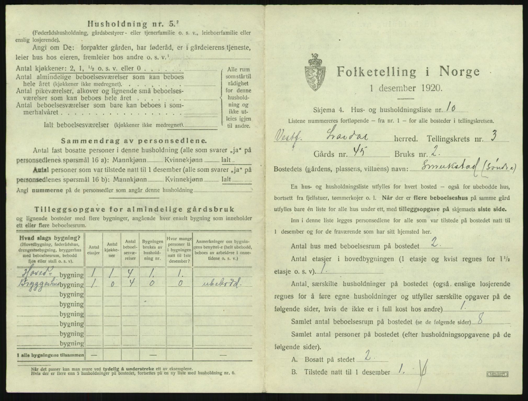 SAKO, 1920 census for Lardal, 1920, p. 335