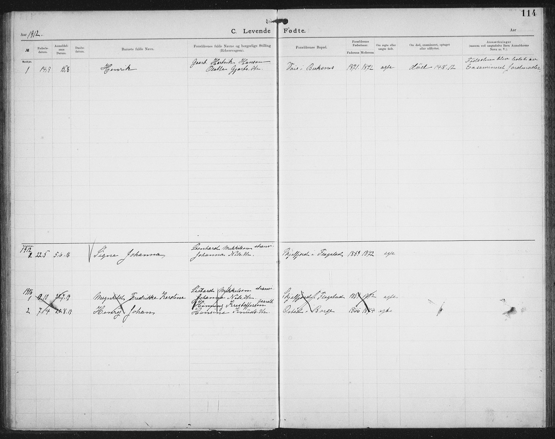 Ministerialprotokoller, klokkerbøker og fødselsregistre - Nordland, AV/SAT-A-1459/881/L1174: Dissenter register no. 881D01, 1891-1933, p. 114