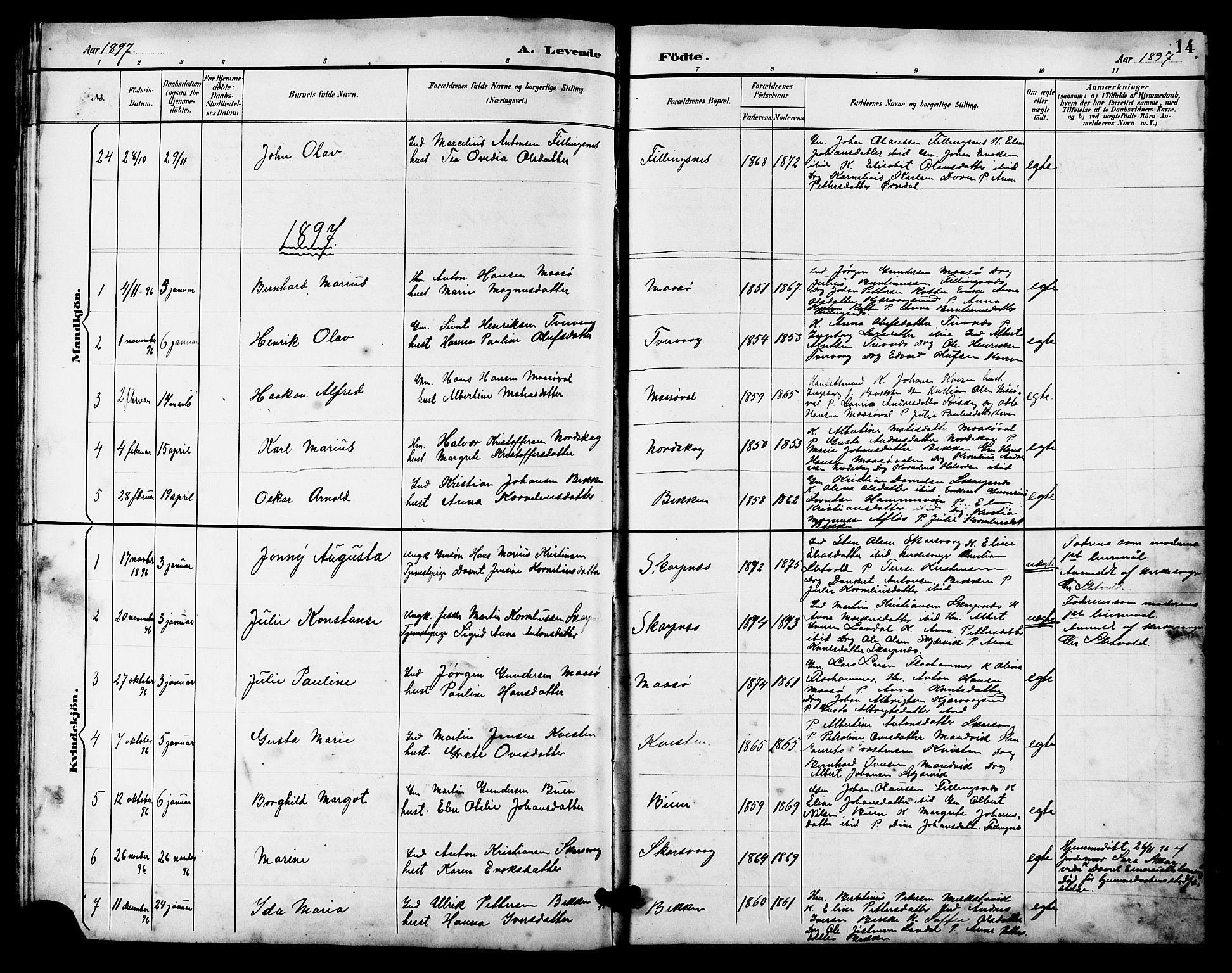 Ministerialprotokoller, klokkerbøker og fødselsregistre - Sør-Trøndelag, SAT/A-1456/641/L0598: Parish register (copy) no. 641C02, 1893-1910, p. 14