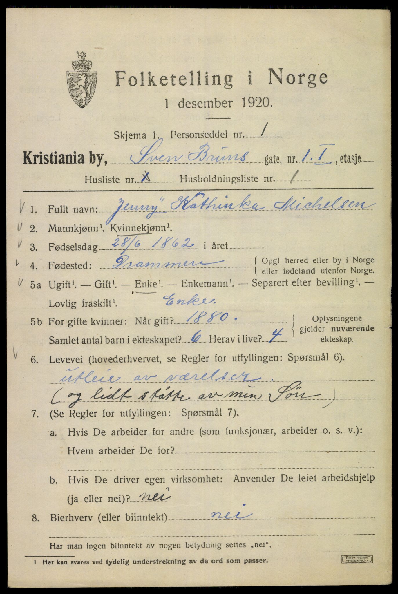 SAO, 1920 census for Kristiania, 1920, p. 554727