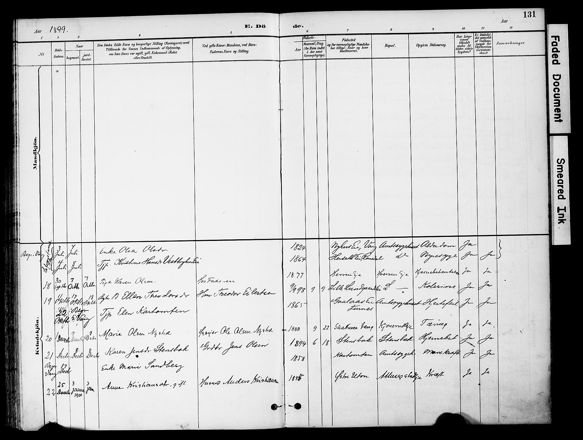 Stange prestekontor, AV/SAH-PREST-002/K/L0021: Parish register (official) no. 21, 1891-1902, p. 131