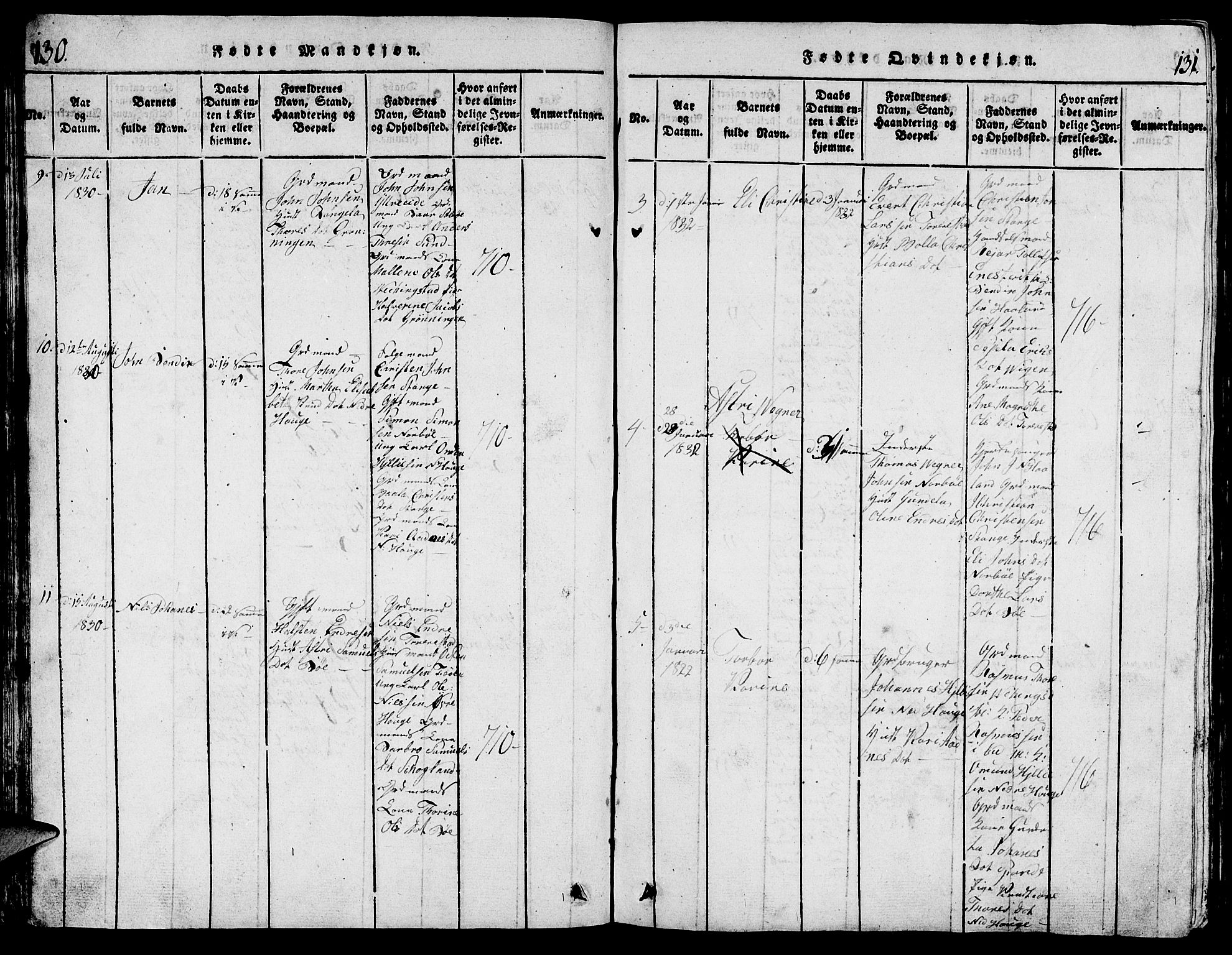 Torvastad sokneprestkontor, AV/SAST-A -101857/H/Ha/Hab/L0001: Parish register (copy) no. B 1 /1, 1817-1835, p. 130-131