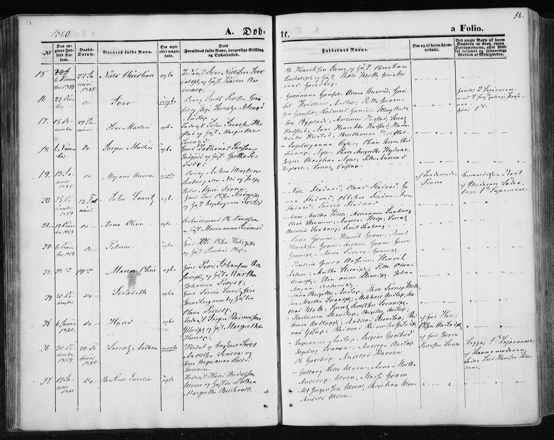 Ministerialprotokoller, klokkerbøker og fødselsregistre - Nord-Trøndelag, SAT/A-1458/730/L0283: Parish register (official) no. 730A08, 1855-1865, p. 56