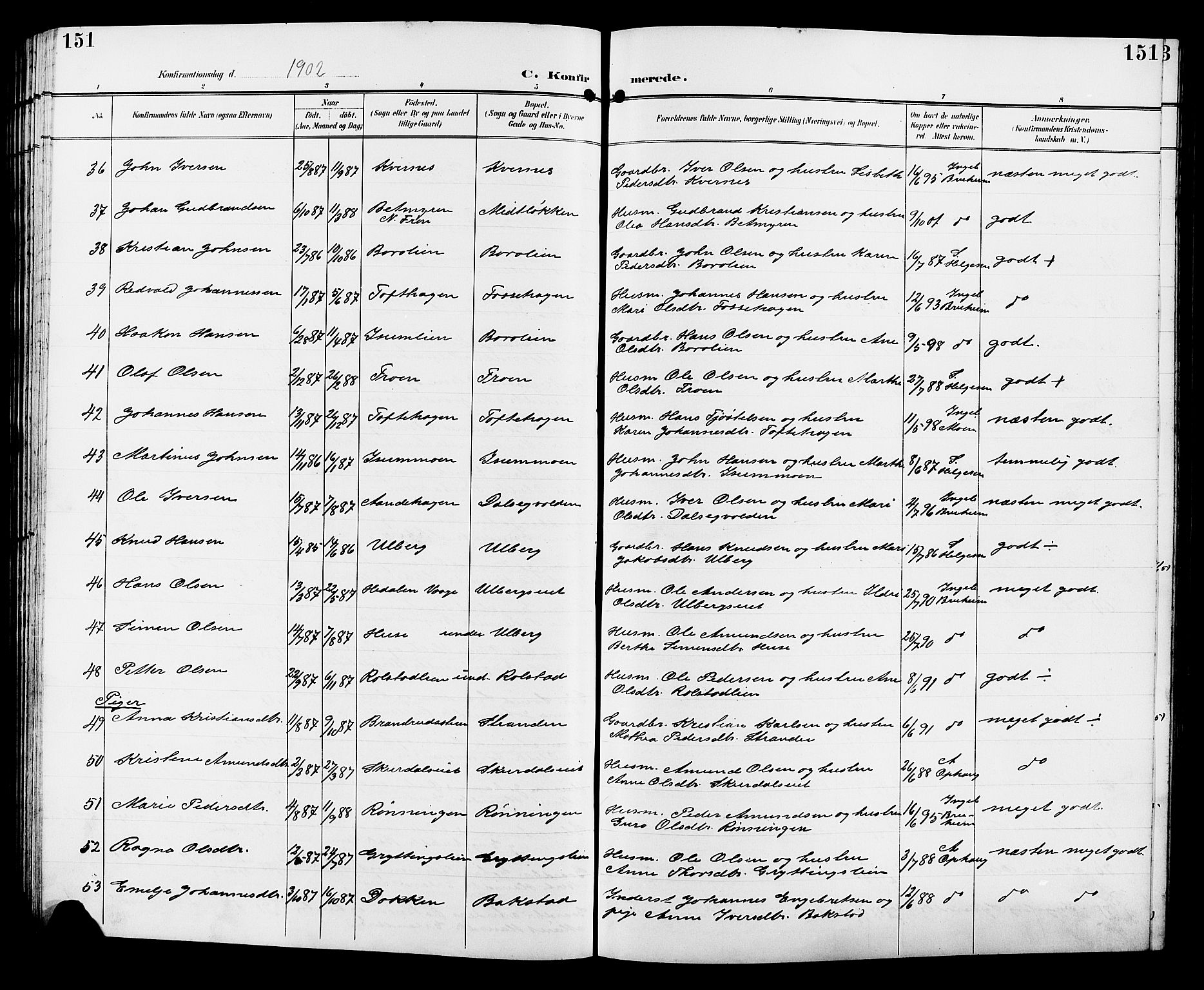 Sør-Fron prestekontor, SAH/PREST-010/H/Ha/Hab/L0004: Parish register (copy) no. 4, 1896-1911, p. 151