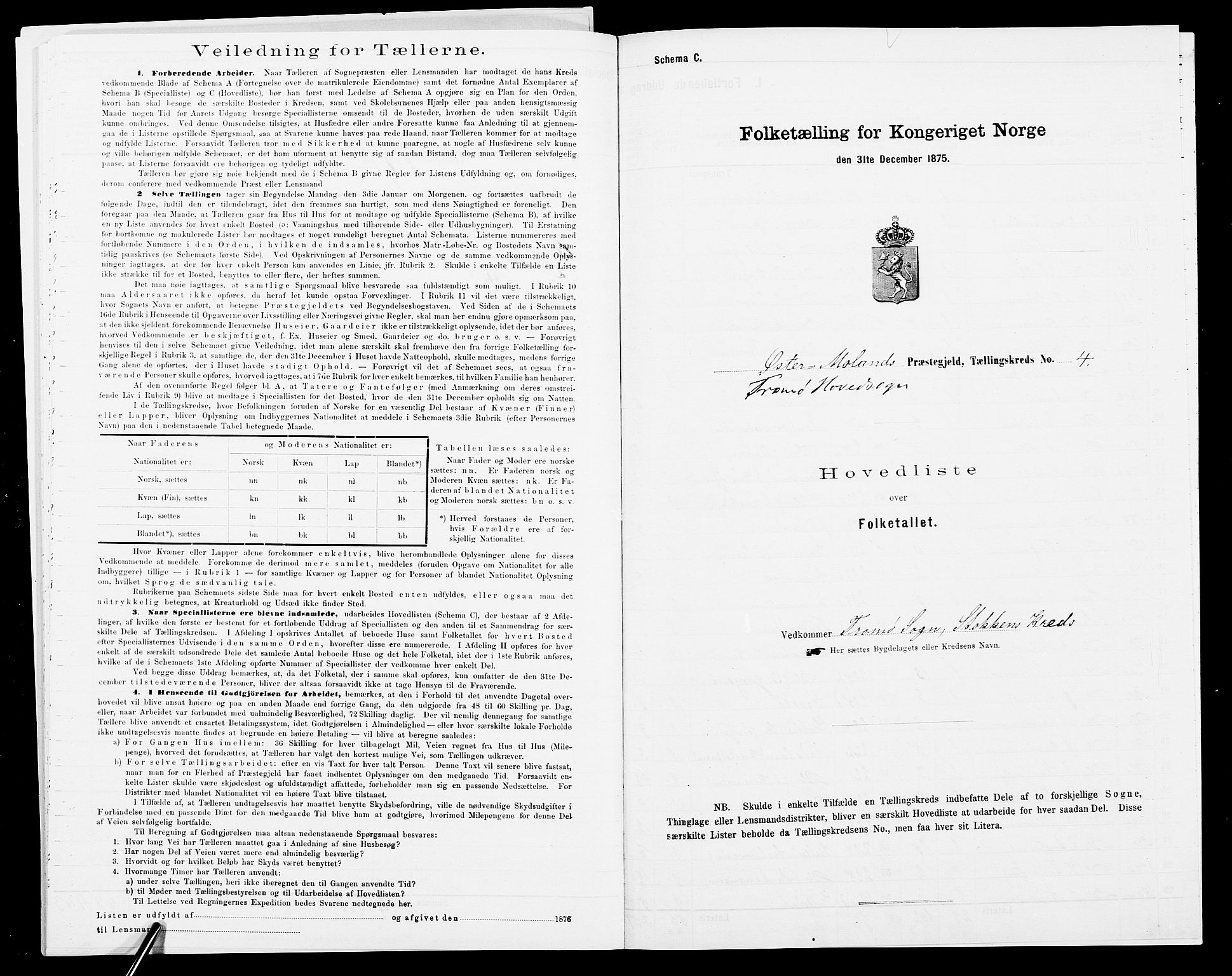 SAK, 1875 census for 0918P Austre Moland, 1875, p. 54