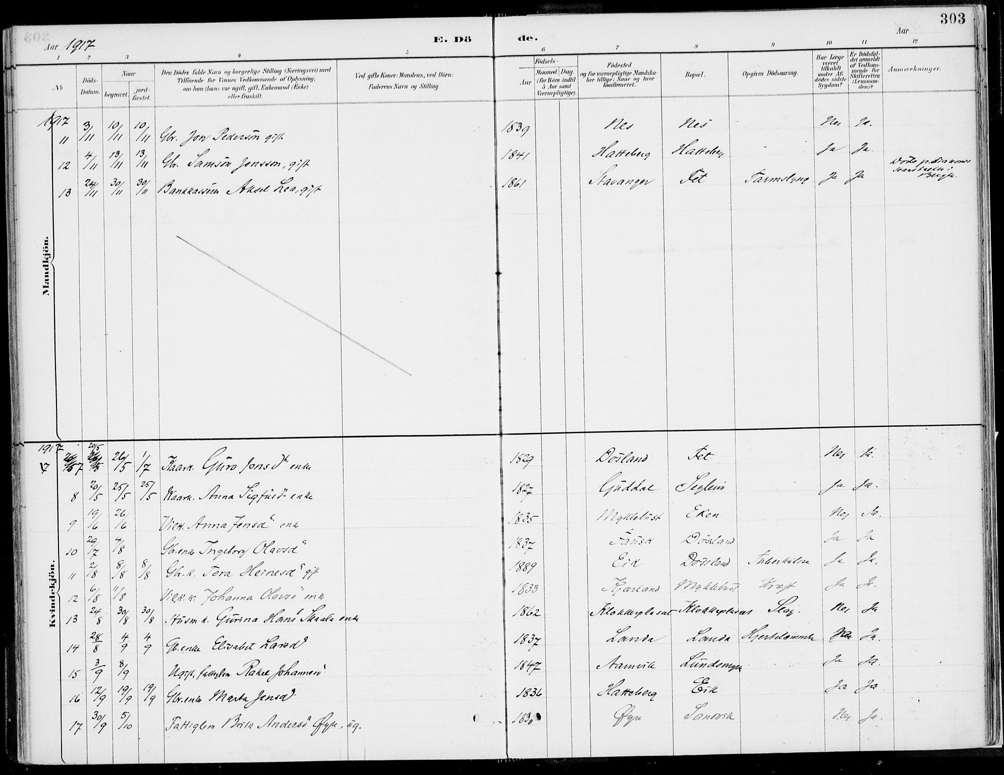 Kvinnherad sokneprestembete, AV/SAB-A-76401/H/Haa: Parish register (official) no. B  1, 1887-1921, p. 303