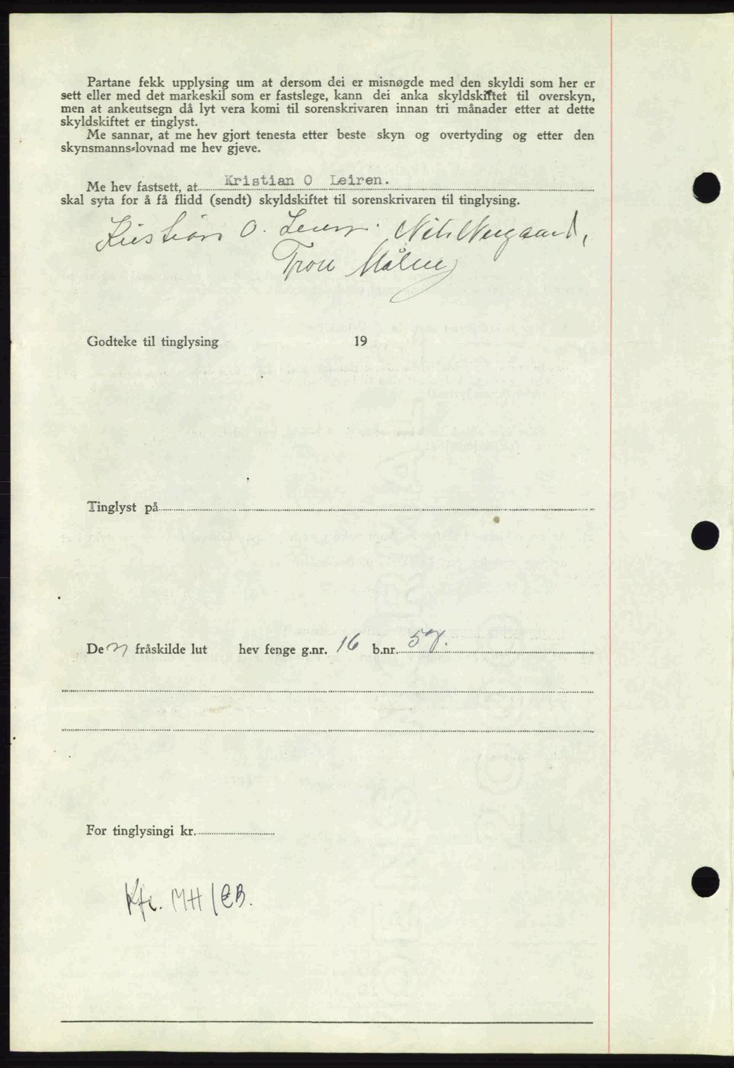 Nordmøre sorenskriveri, AV/SAT-A-4132/1/2/2Ca: Mortgage book no. A91, 1941-1942, Diary no: : 1949/1941