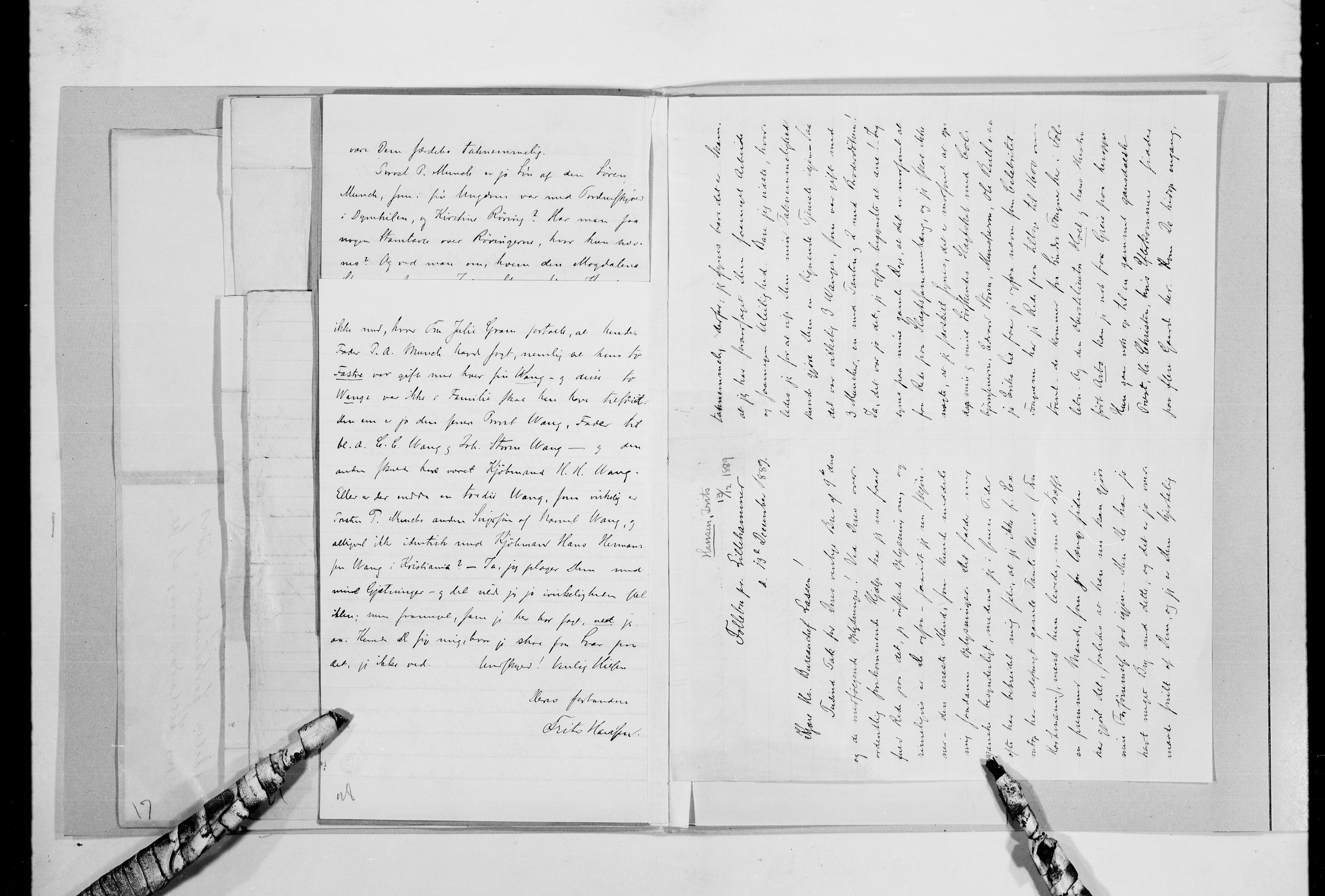 Lassens samlinger, AV/RA-PA-0051/G/L0098: Alfabetisk ordnede brev til Wilhelm Lassen: Hagemann - Jørgensen, 1815-1907, p. 45