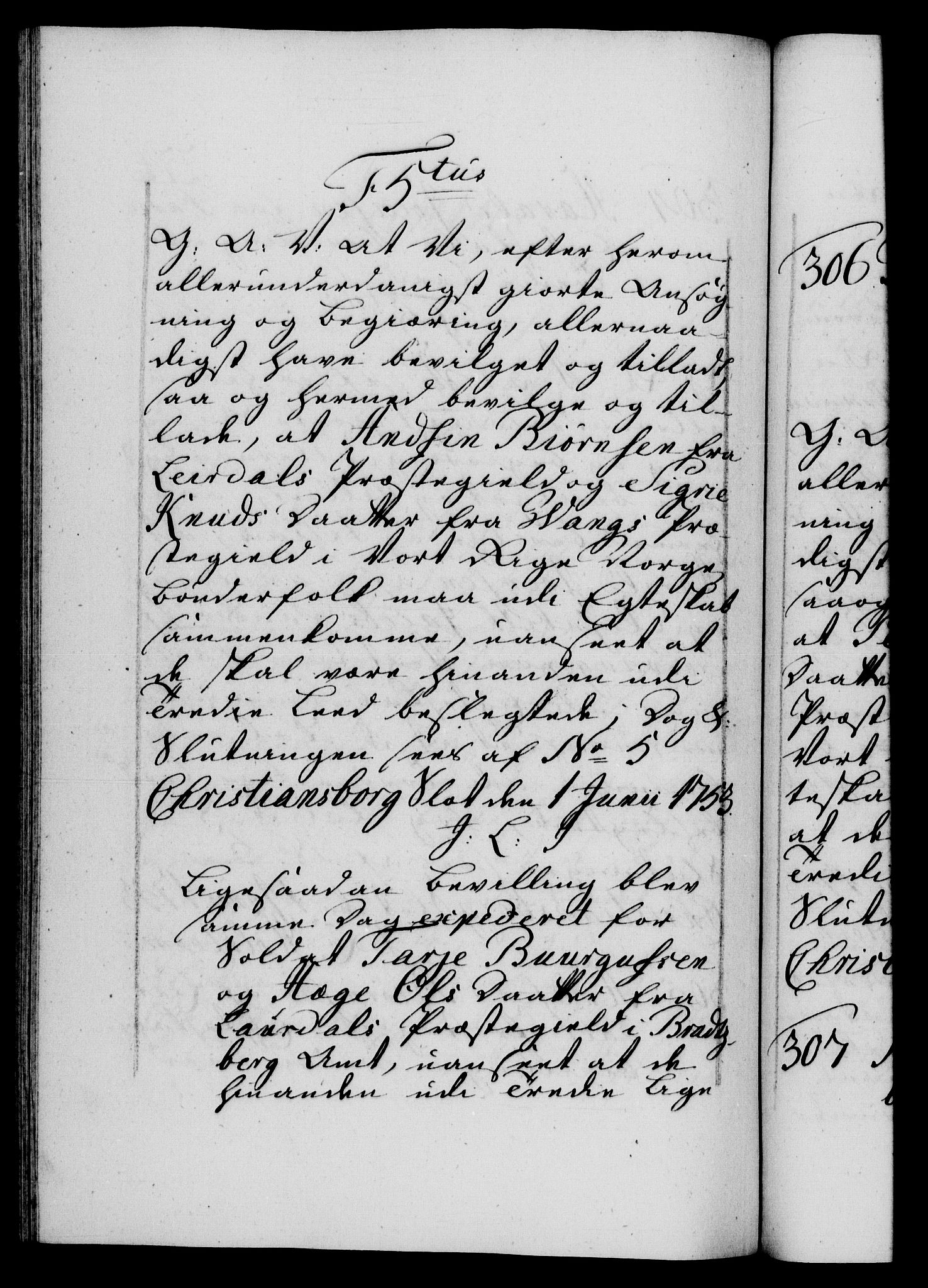 Danske Kanselli 1572-1799, AV/RA-EA-3023/F/Fc/Fca/Fcaa/L0038: Norske registre, 1753-1754, p. 274b