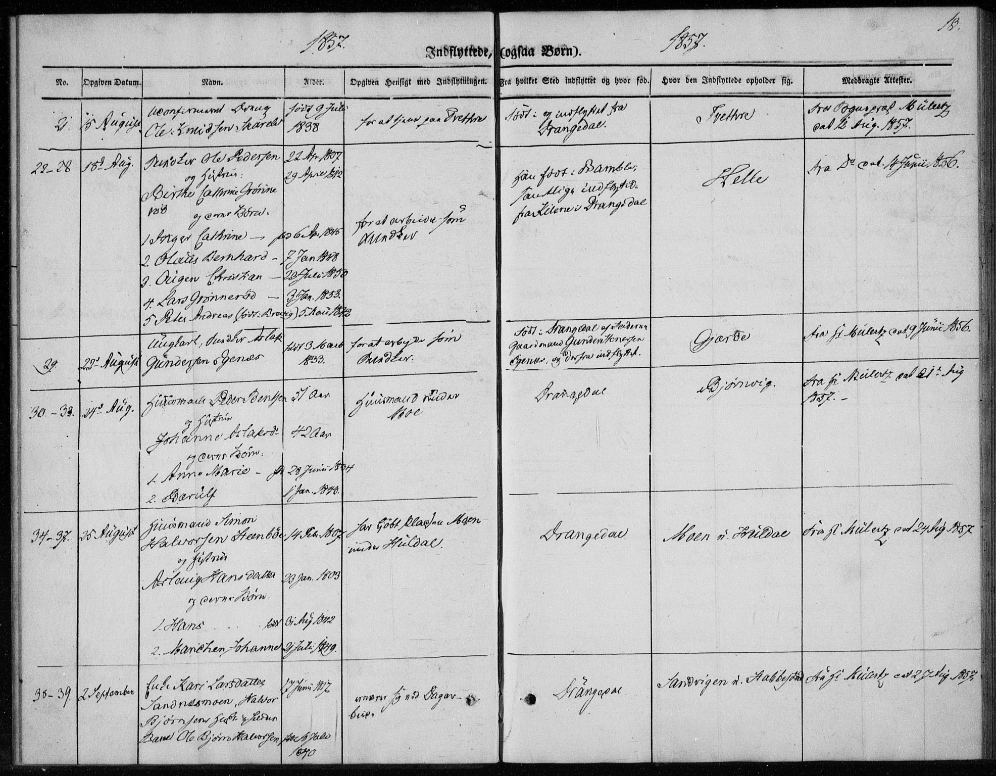 Sannidal kirkebøker, SAKO/A-296/F/Fa/L0013: Parish register (official) no. 13, 1854-1873, p. 13