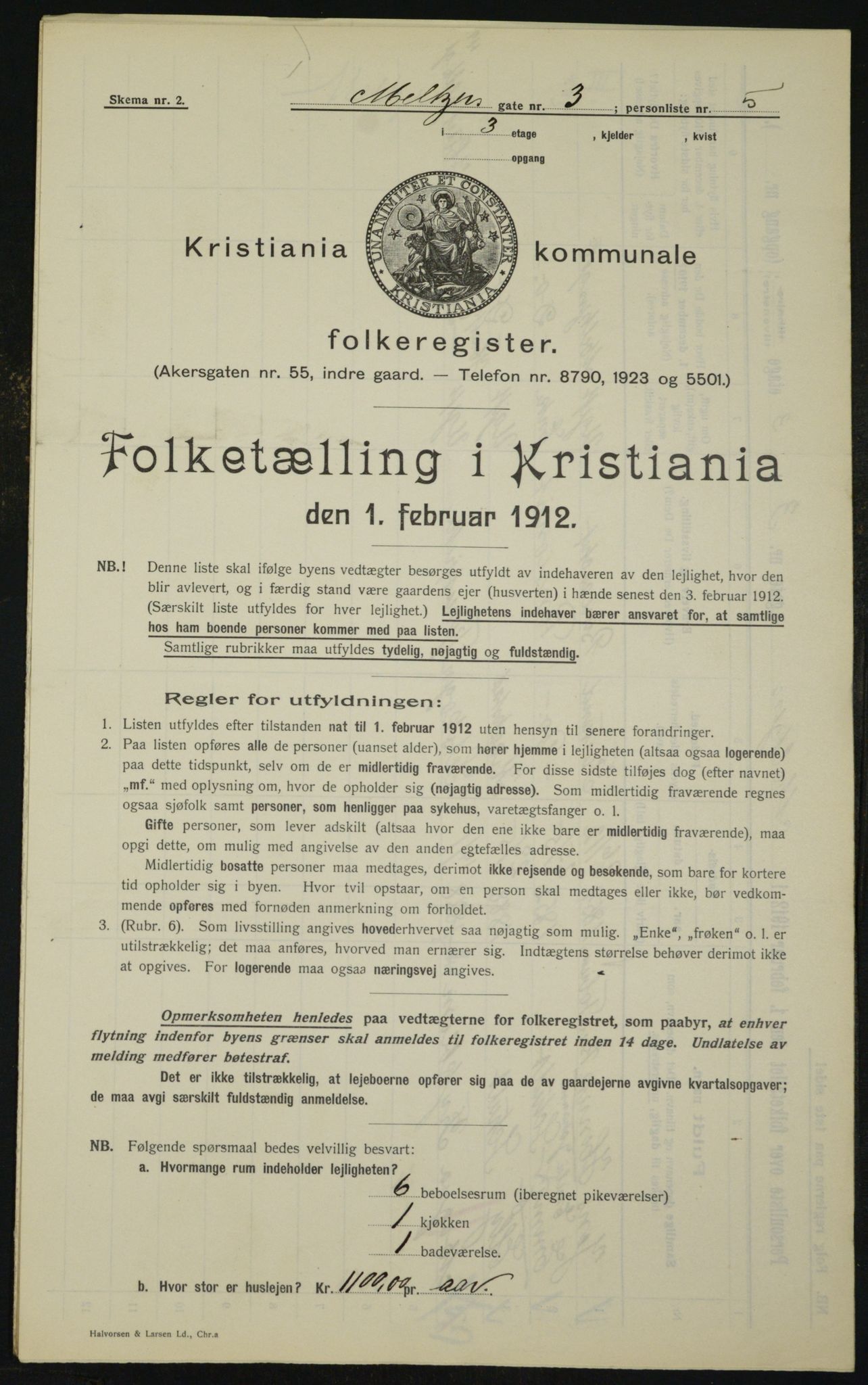 OBA, Municipal Census 1912 for Kristiania, 1912, p. 65674