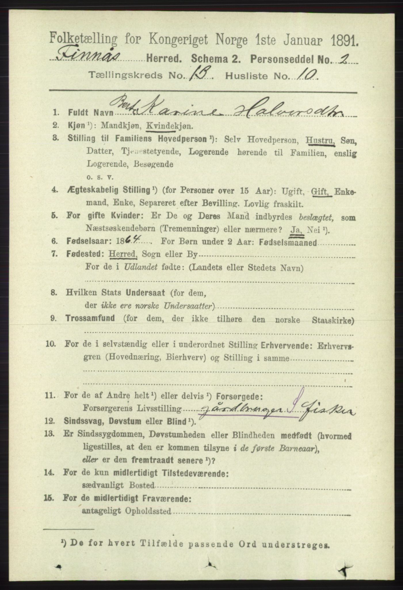 RA, 1891 census for 1218 Finnås, 1891, p. 5656