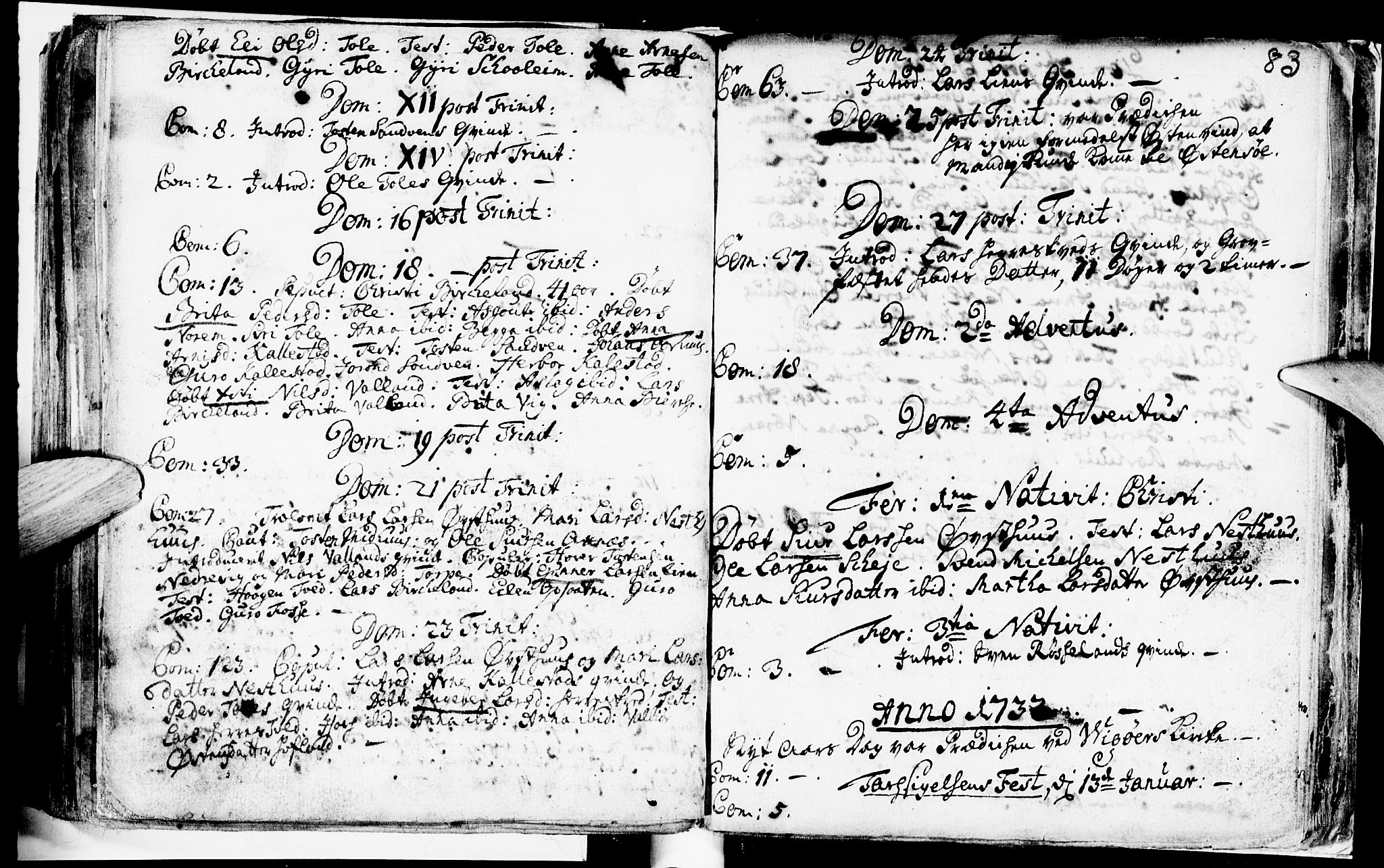 Kvam sokneprestembete, AV/SAB-A-76201/H/Haa: Parish register (official) no. A 2, 1696-1741, p. 83