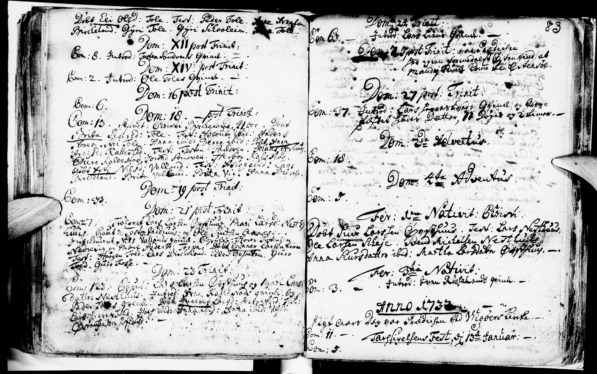 Kvam sokneprestembete, AV/SAB-A-76201/H/Haa: Parish register (official) no. A 2, 1696-1741, p. 83