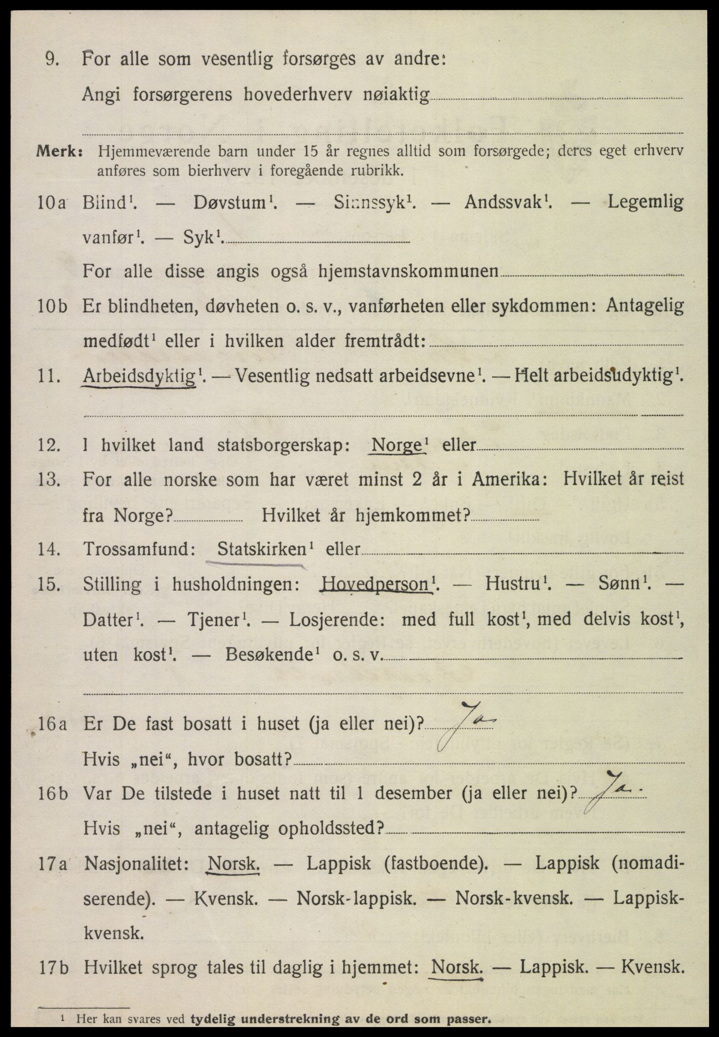 SAT, 1920 census for Kvam, 1920, p. 2332