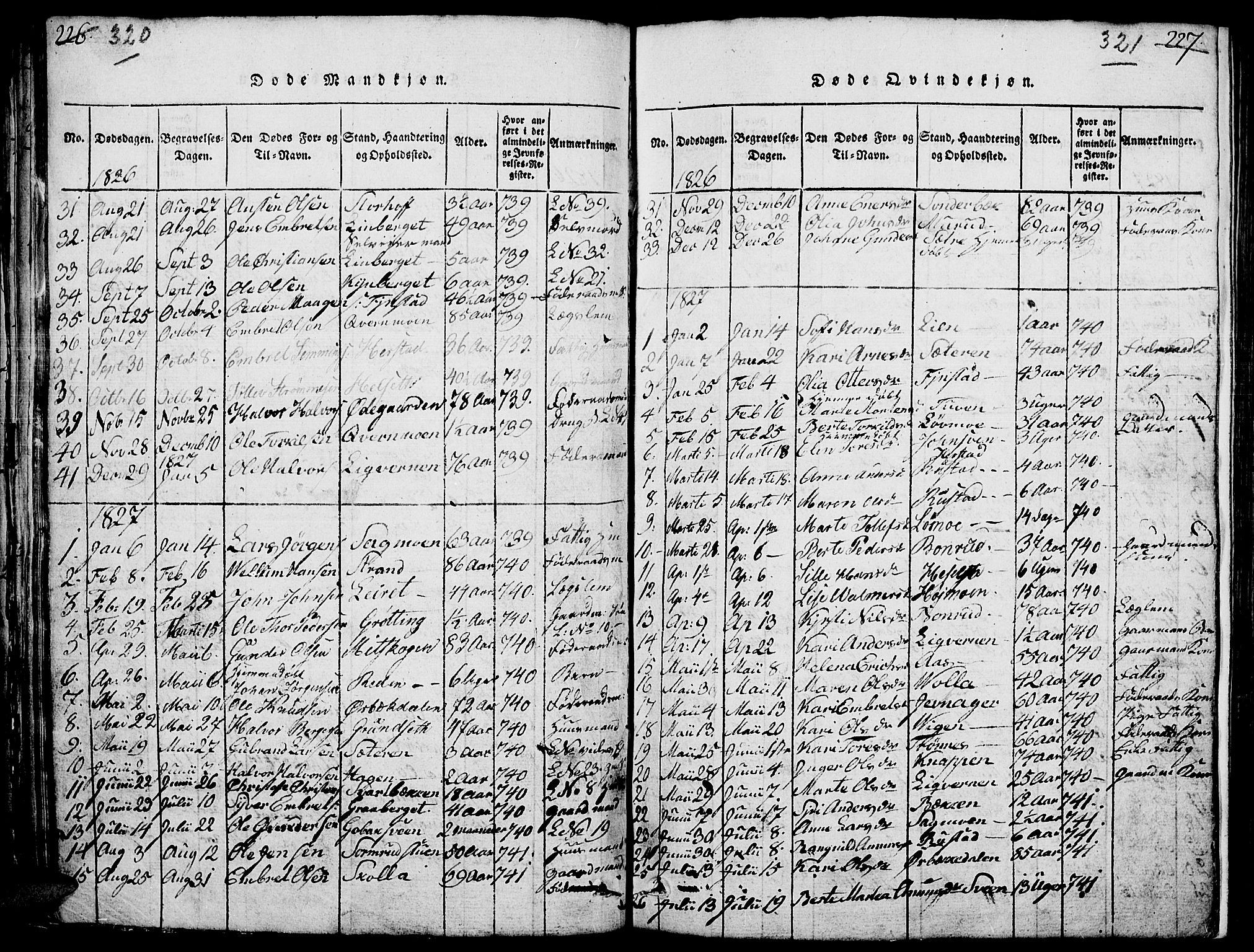 Elverum prestekontor, AV/SAH-PREST-044/H/Ha/Hab/L0001: Parish register (copy) no. 1, 1815-1829, p. 320-321