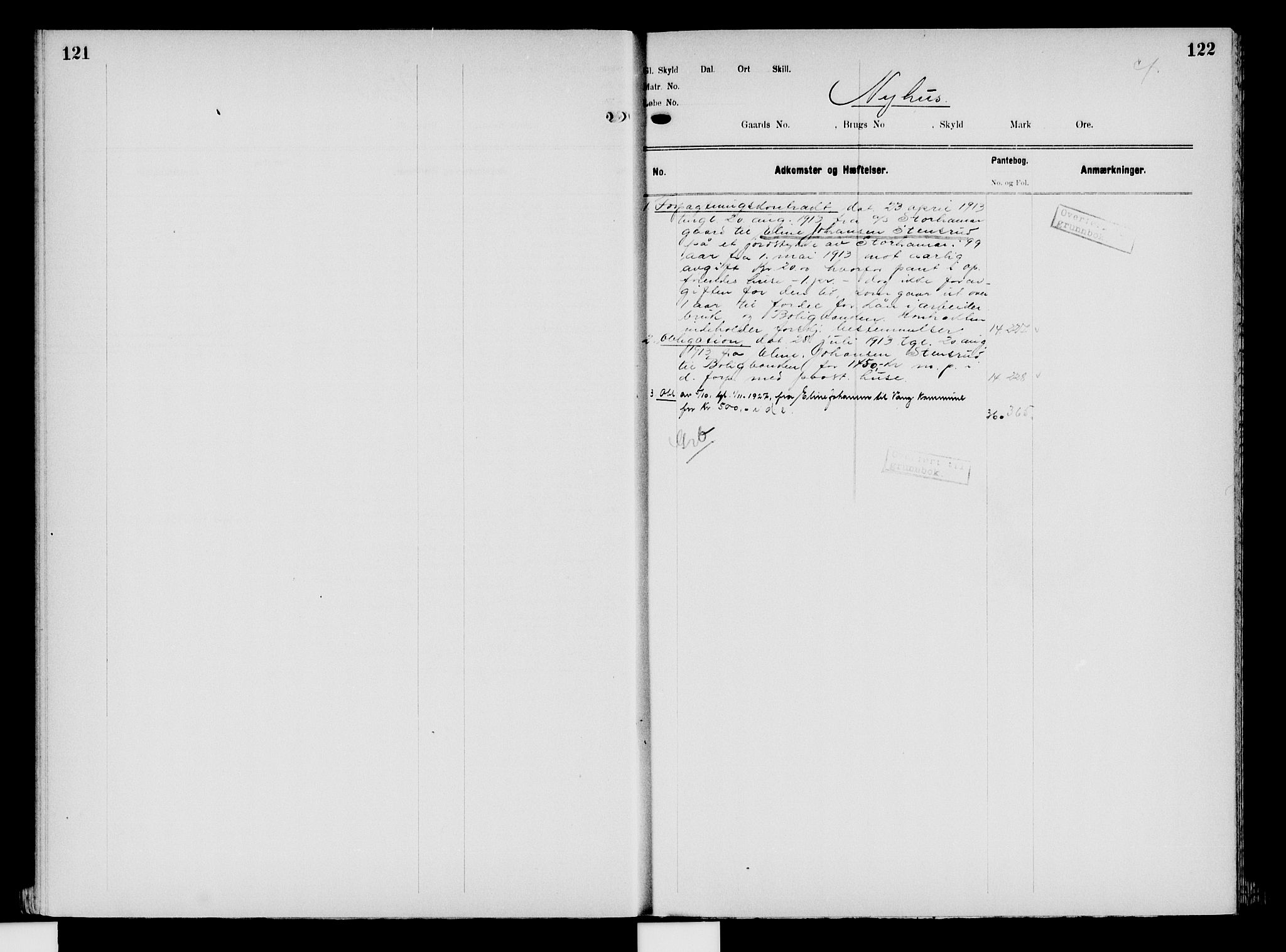 Nord-Hedmark sorenskriveri, SAH/TING-012/H/Ha/Had/Hade/L0008: Mortgage register no. 4.8, 1923-1940, p. 121-122