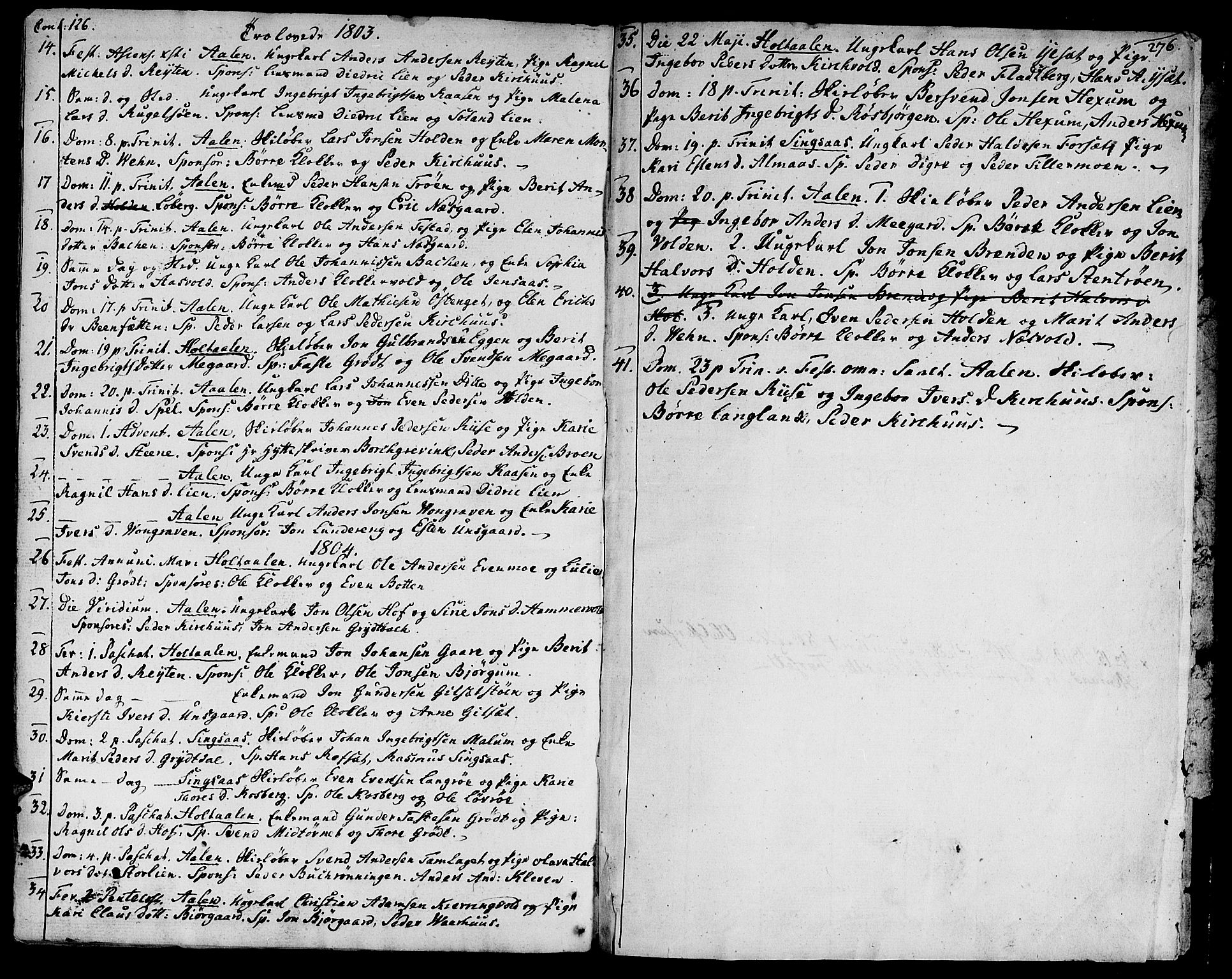 Ministerialprotokoller, klokkerbøker og fødselsregistre - Sør-Trøndelag, SAT/A-1456/685/L0952: Parish register (official) no. 685A01, 1745-1804, p. 276
